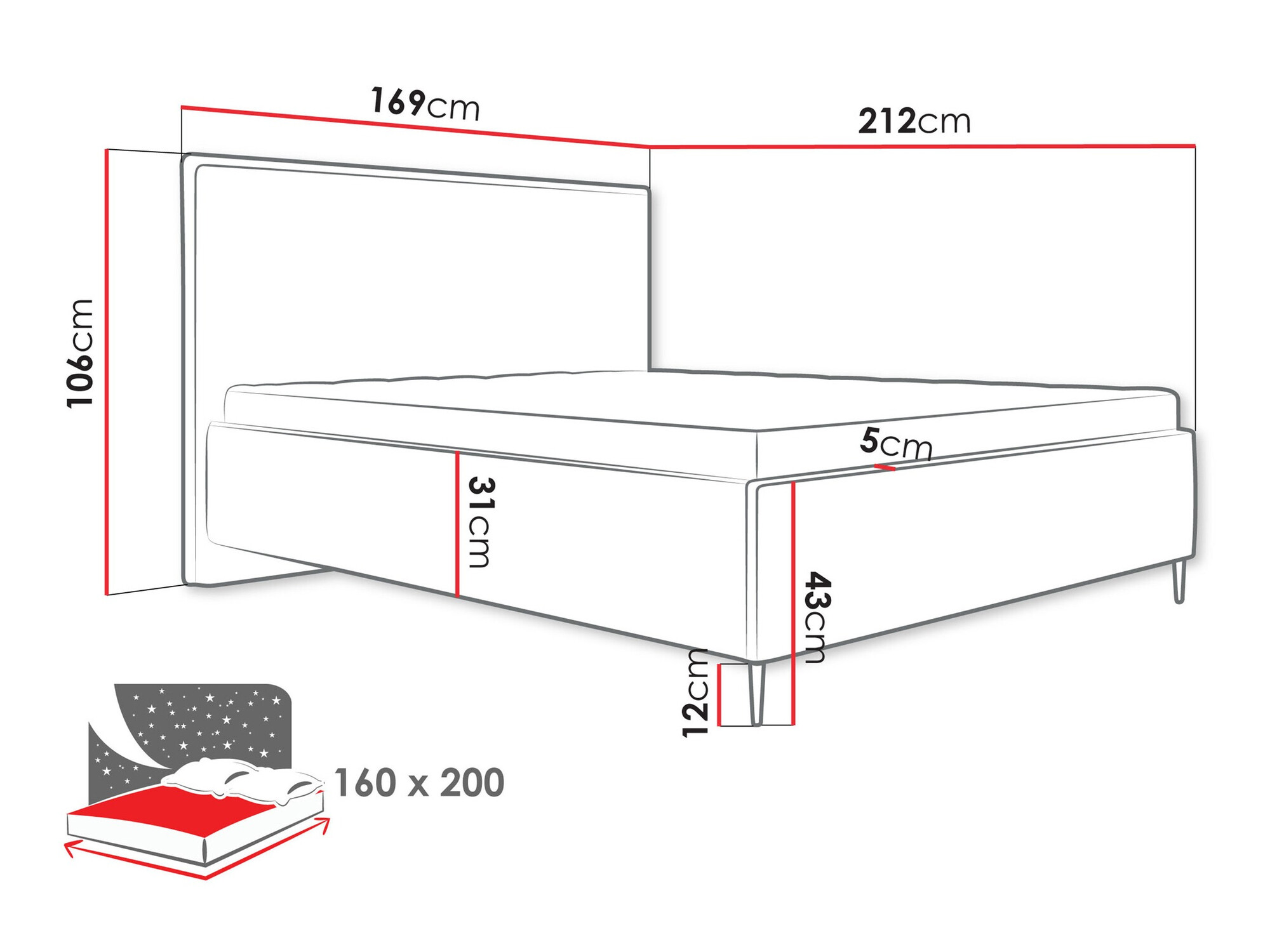 Letto ComfiDream Liruna (Poso 52)
