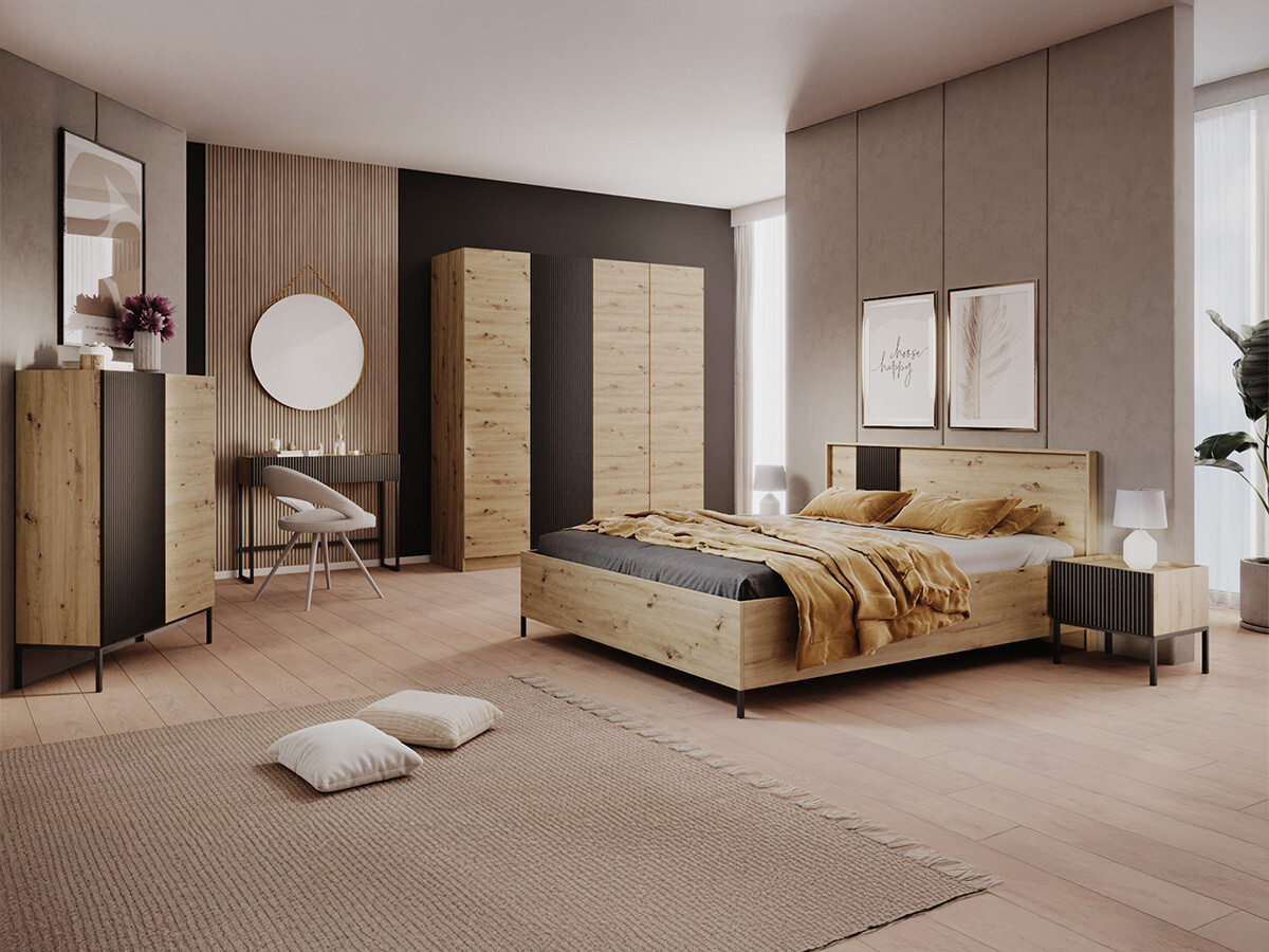 Armadio Lunole 107 (Rovere Artisan + Nero)
