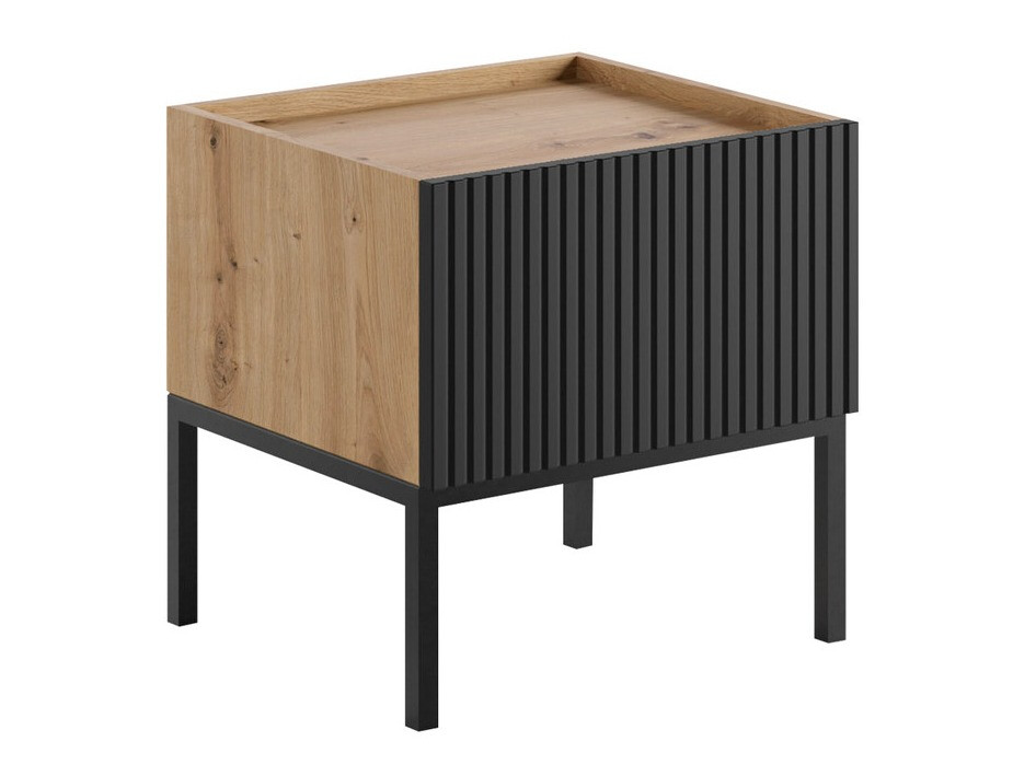 Comodino Lunole 106 (Rovere Artisan + Nero)