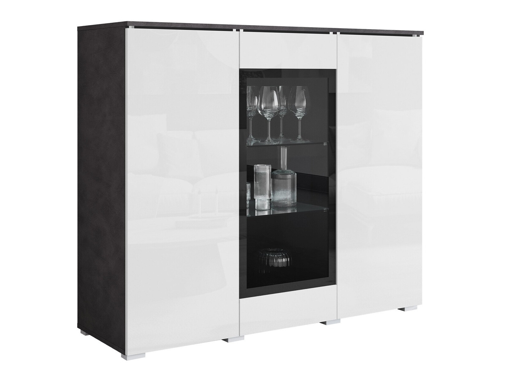 Madia Mirfivo 103 (Matera grigio + Bianco lucido)