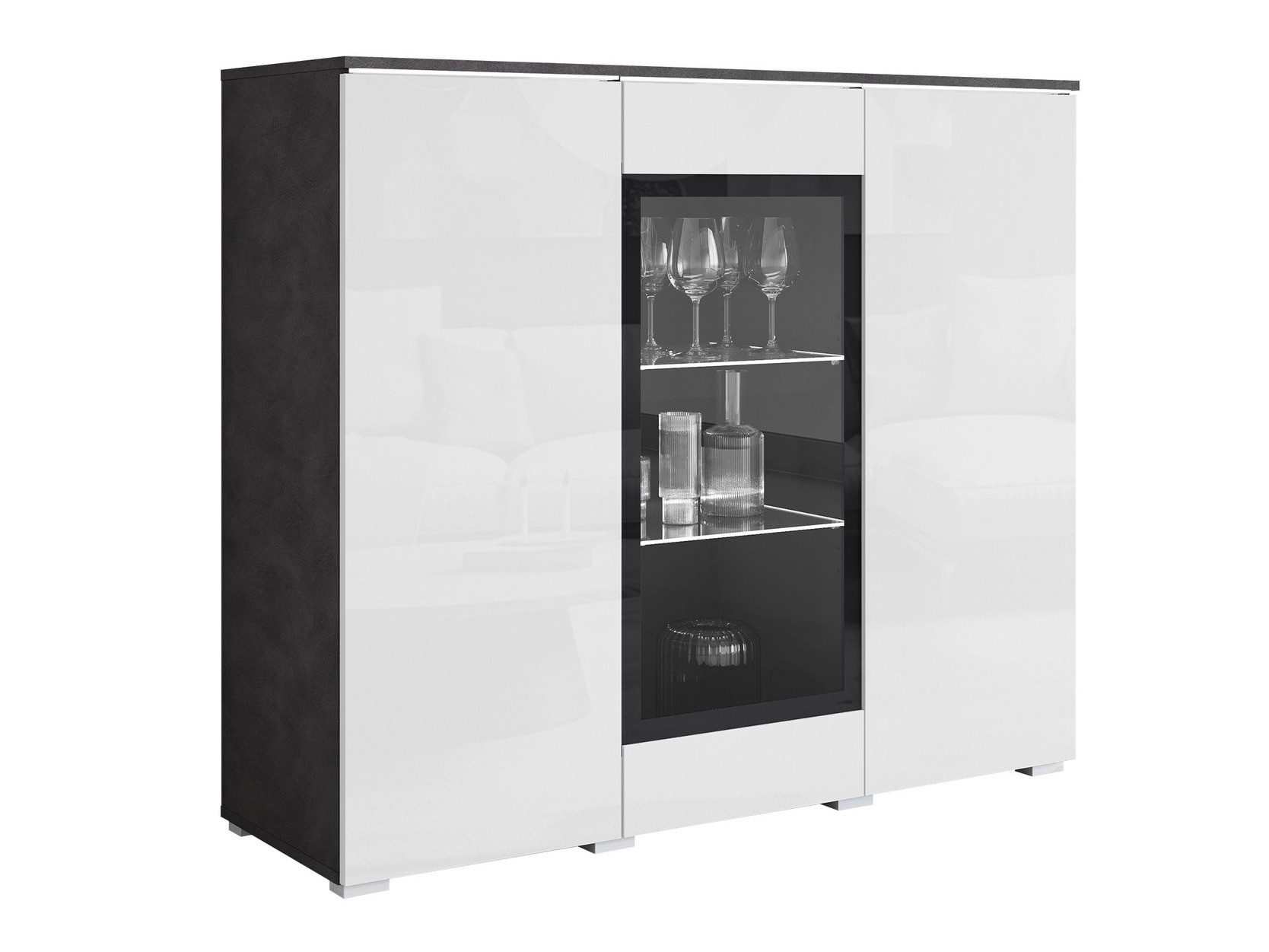 Madia Mirfivo 103 (Matera grigio + Bianco lucido)