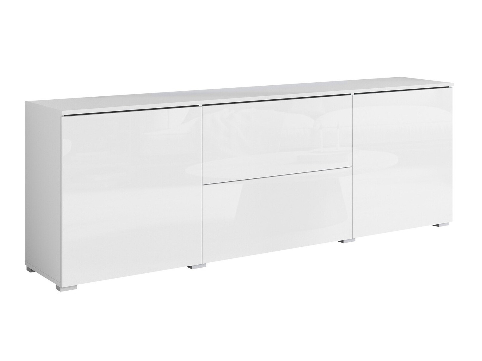 Mobile porta TV Mirfivo 104 (Bianco + Bianco lucido)
