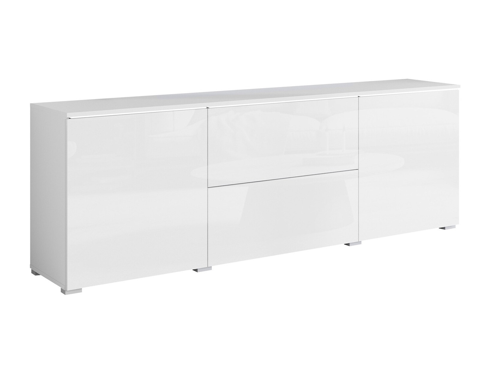 Mobile porta TV Mirfivo 104 (Bianco + Bianco lucido)