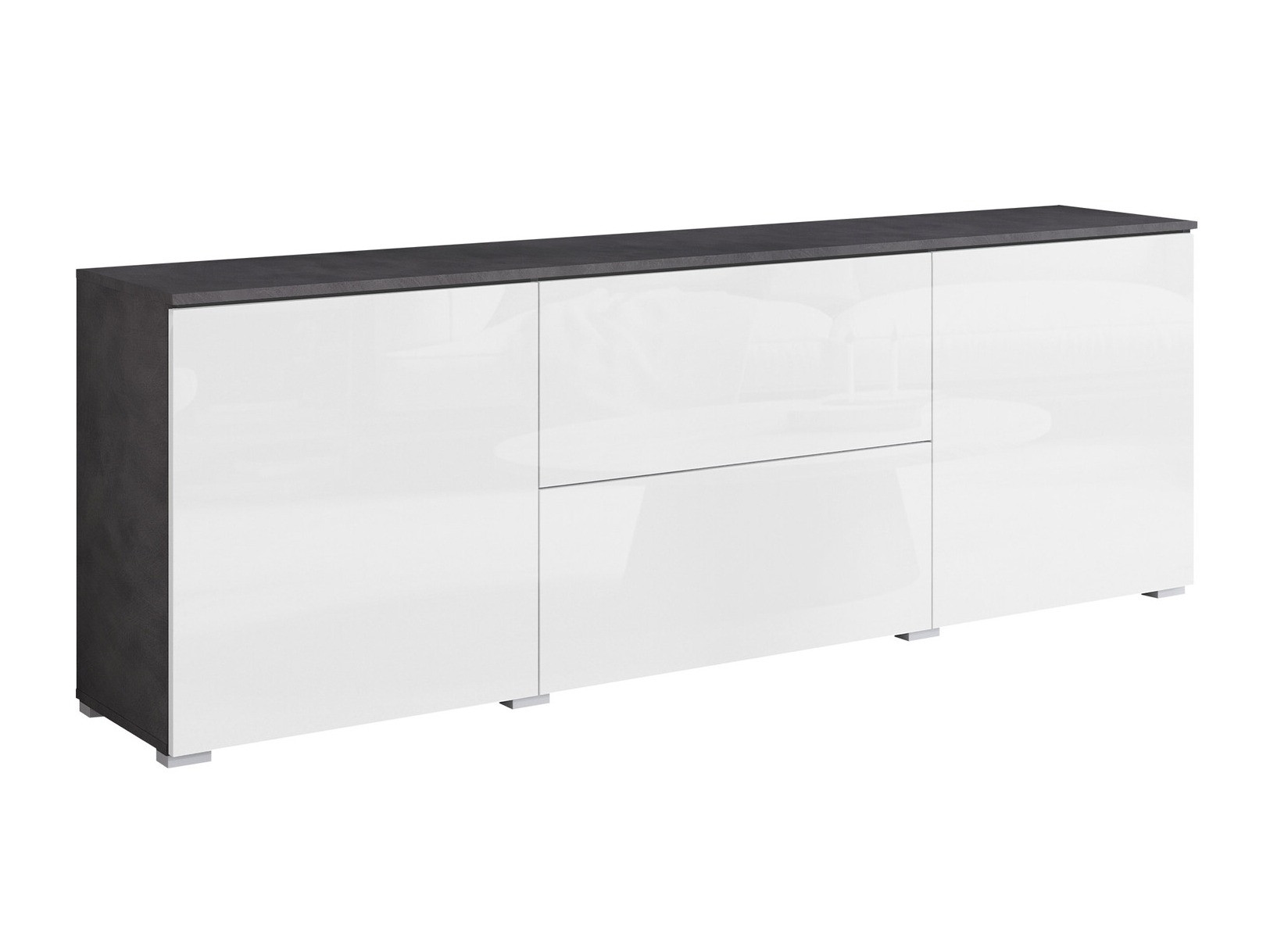 Mobile porta TV Mirfivo 104 (Matera grigio + Bianco lucido)