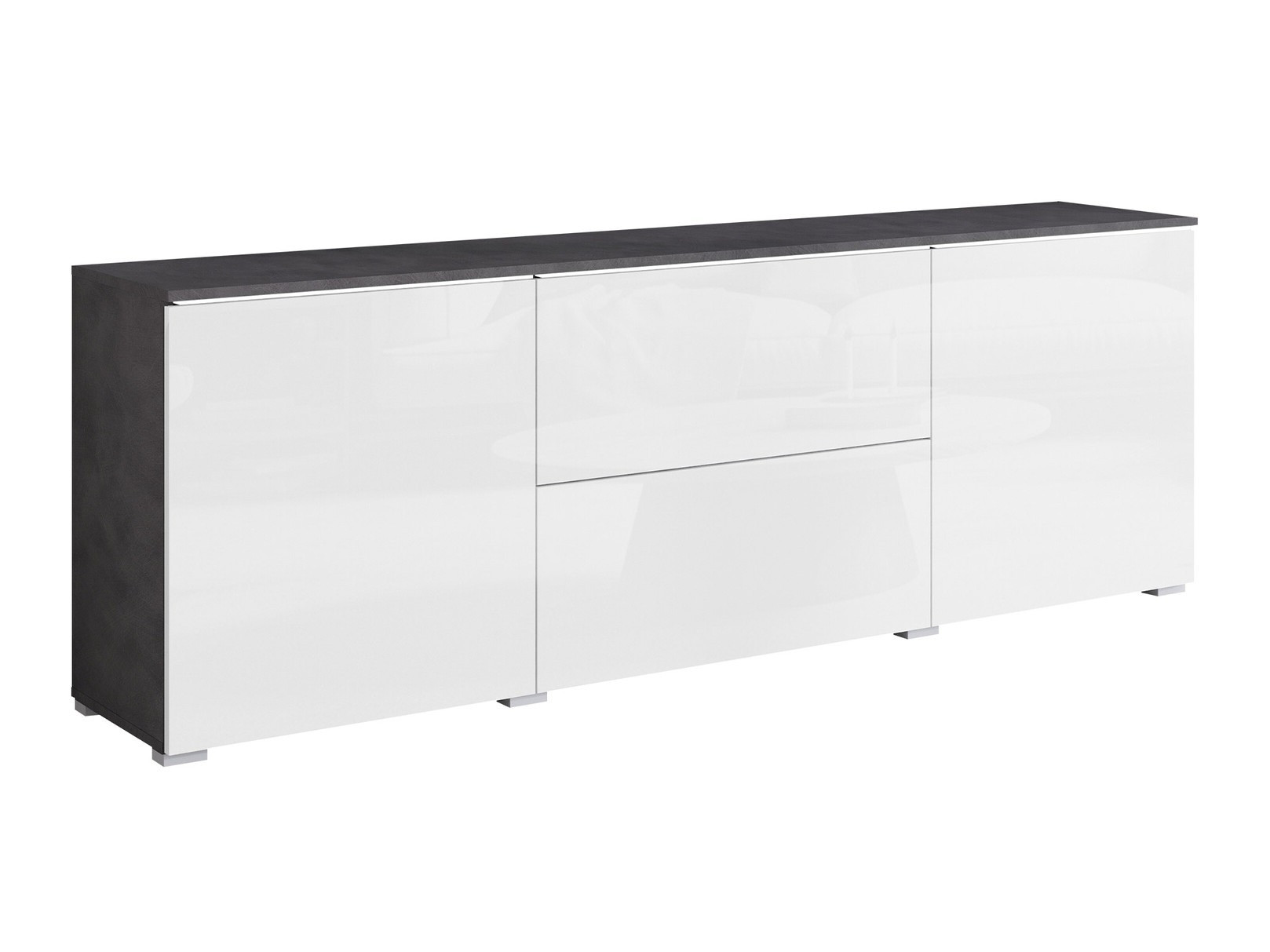 Mobile porta TV Mirfivo 104 (Matera grigio + Bianco lucido)