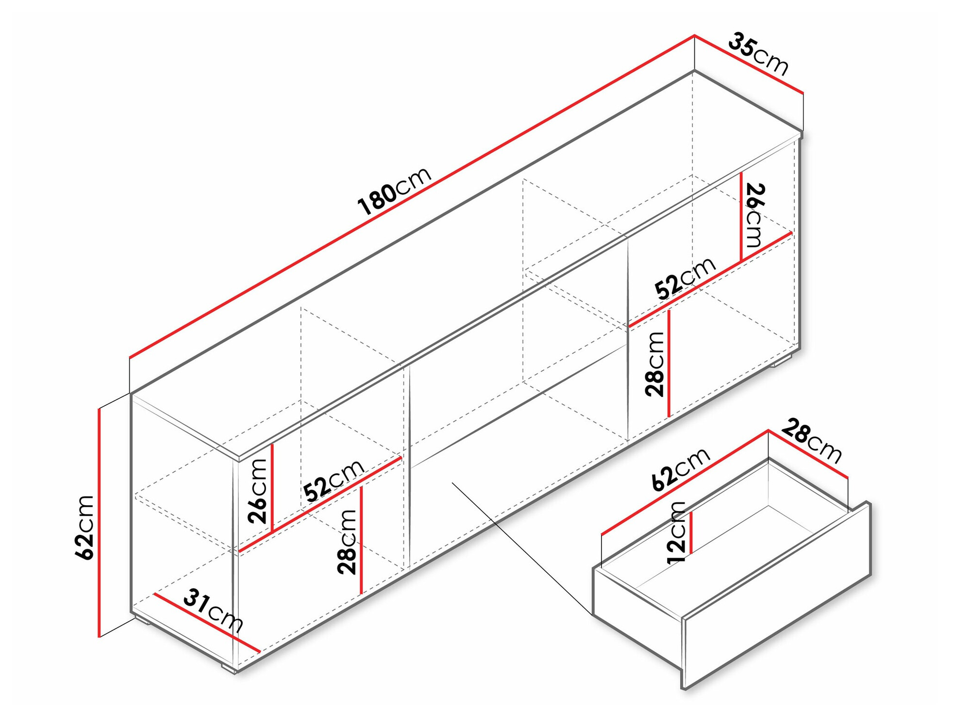 Mobile porta TV Sarasota 190 (Bianco + Bianco lucido)