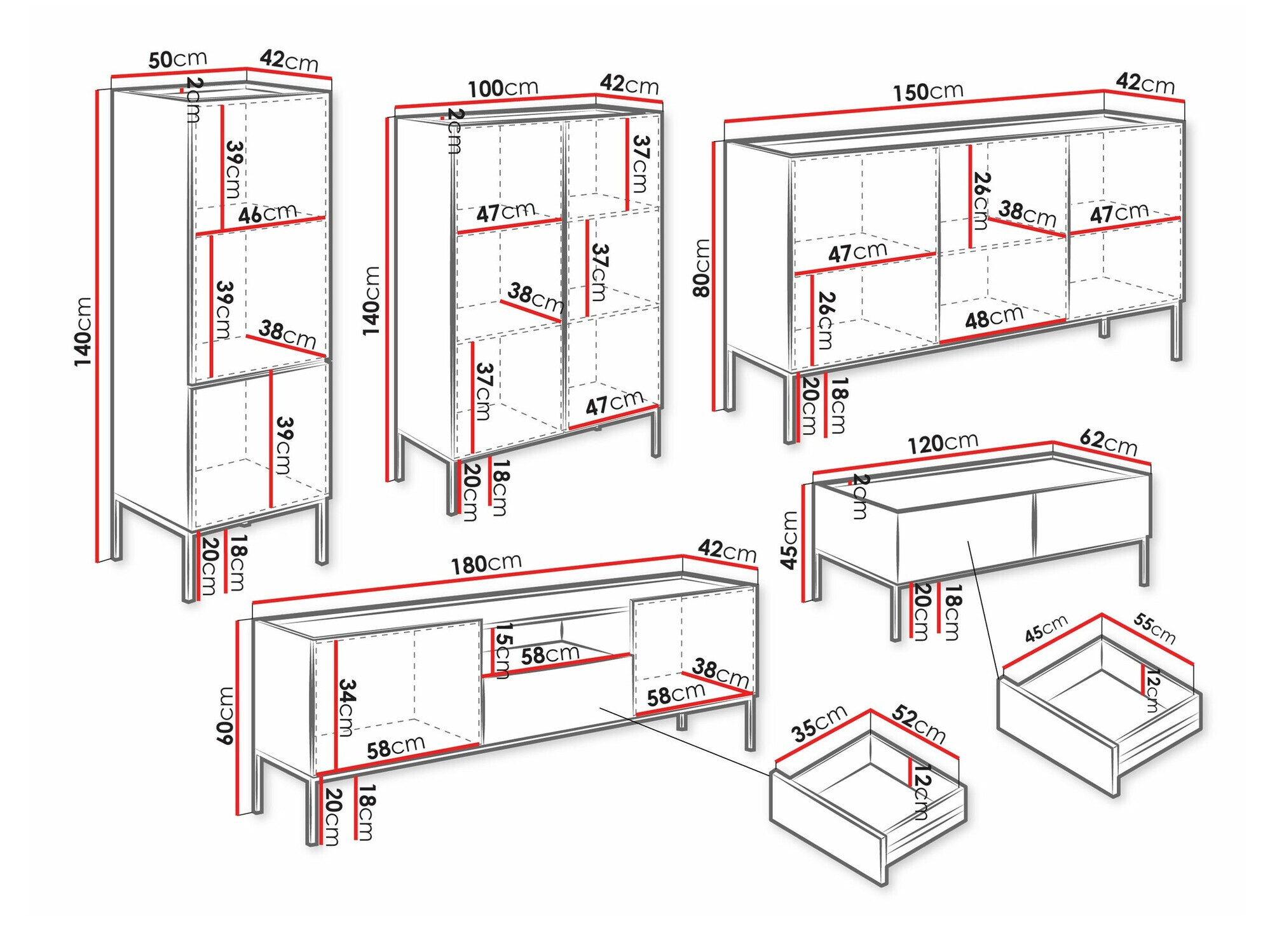 Parete attrezzata Lunole 110 (Cachemire)