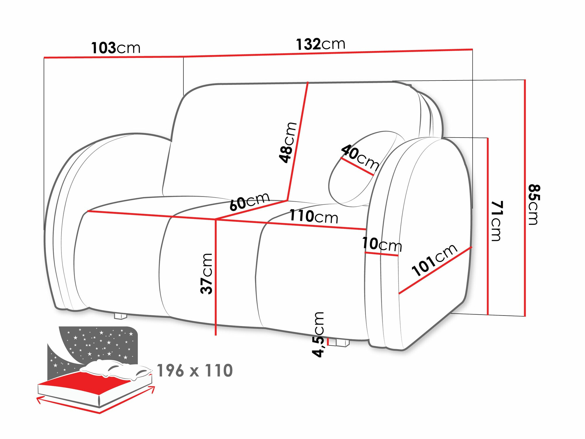 Divano letto Citral II (Velo 633)