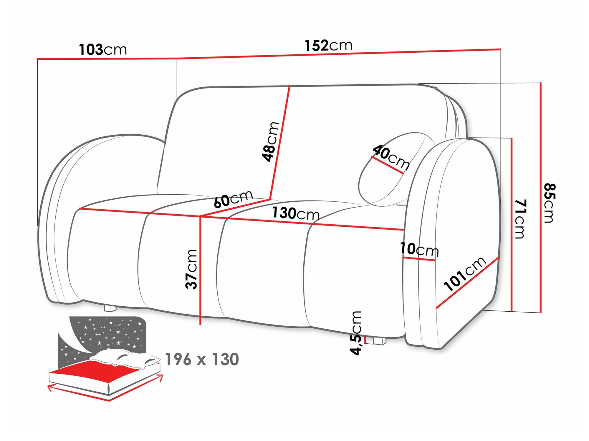 Divano letto Citral III (Velo 623)