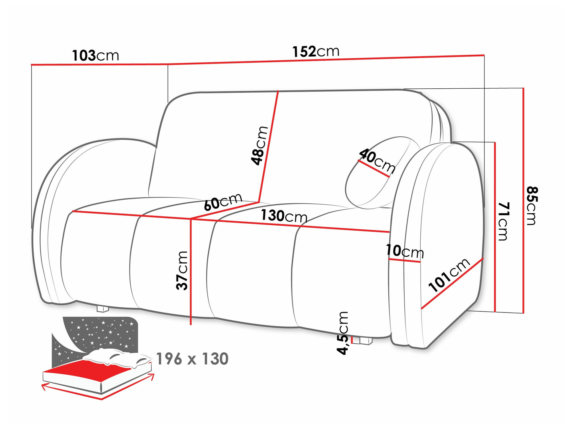 Divano letto Citral III (Velo 627)