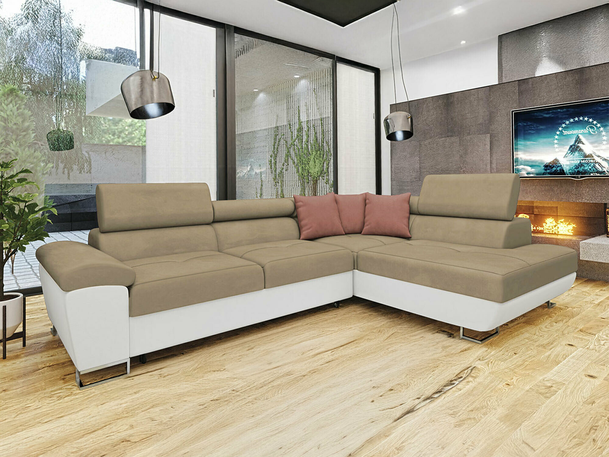 Divano angolare Comfivo Ruta II (Soft 017 + Uttario Velvet 2979 + Uttario Velvet 2955)