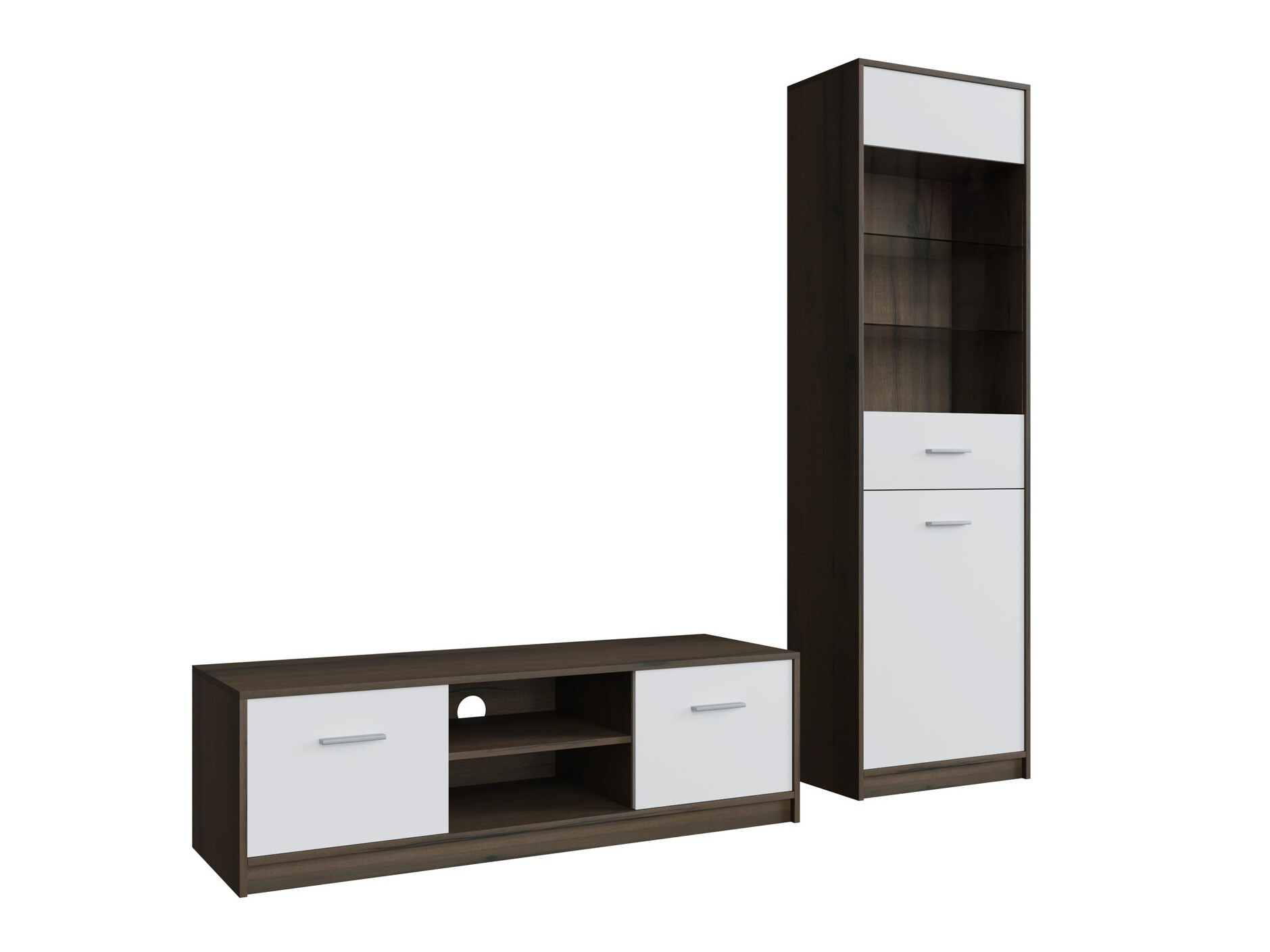 Parete attrezzata Novsore 161 (Rovere moro + Bianco)