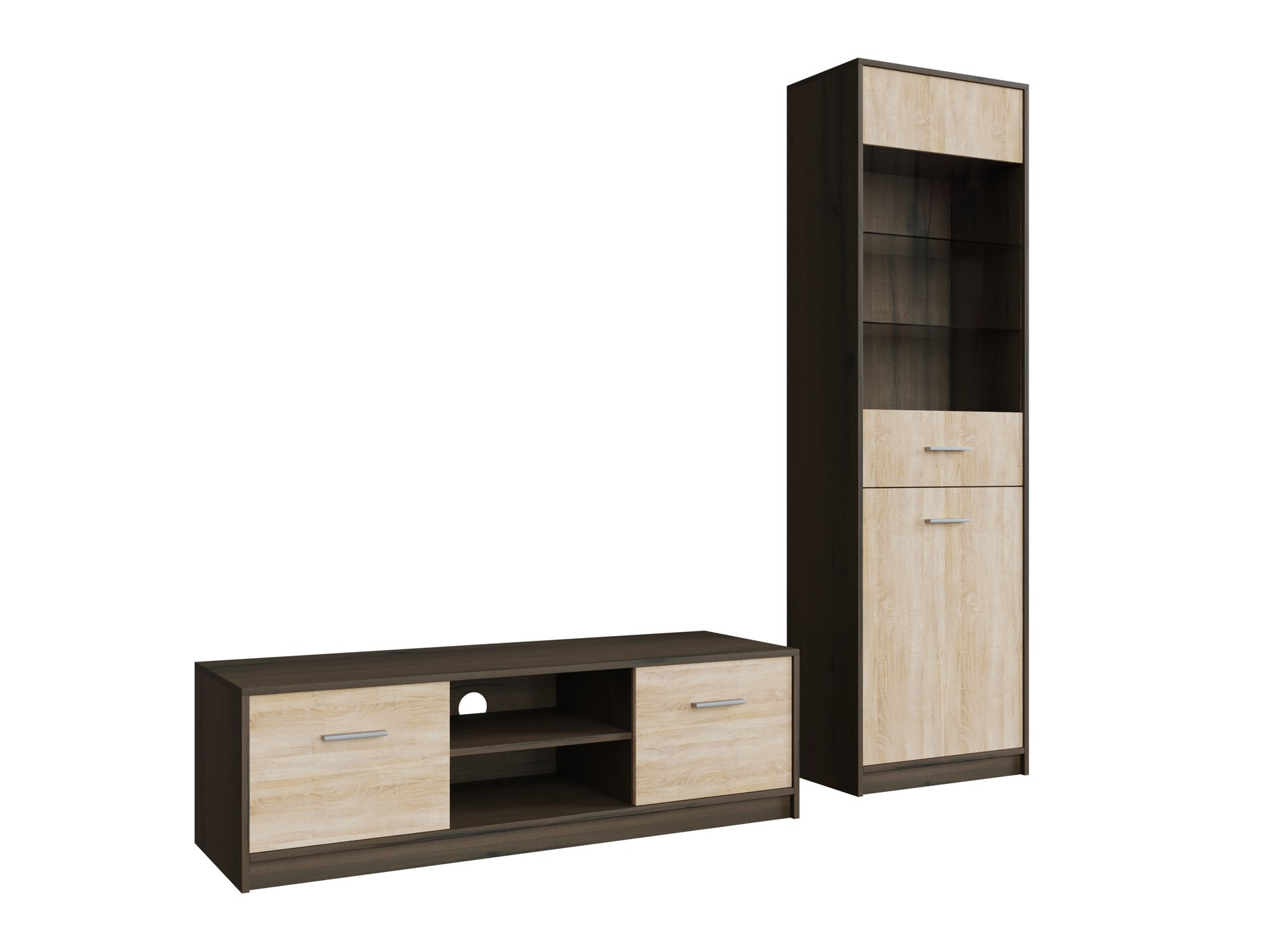 Parete attrezzata Novsore 161 (Rovere moro + Sonoma quercia)