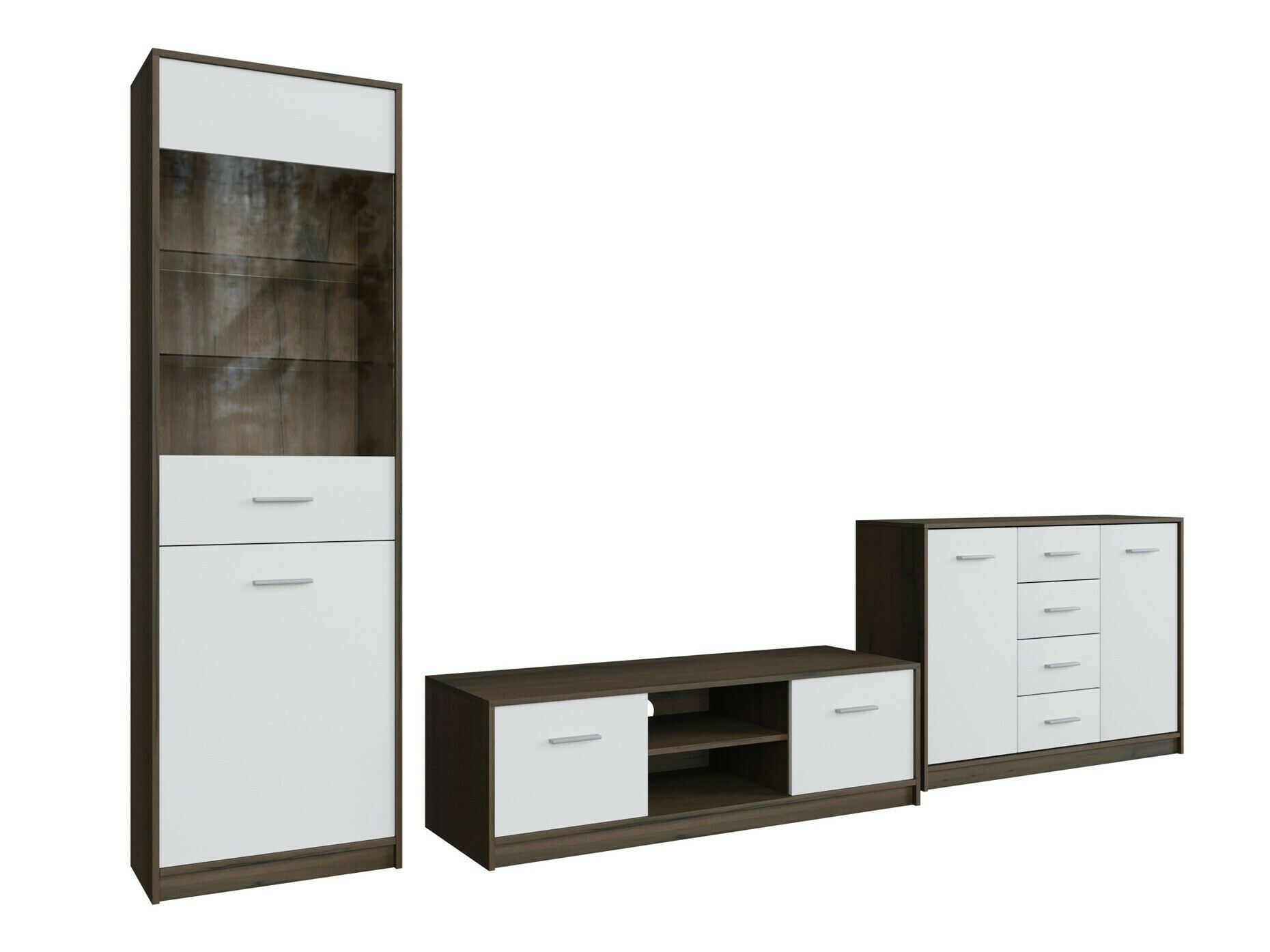 Parete attrezzata Novsore 162 (Rovere moro + Bianco)