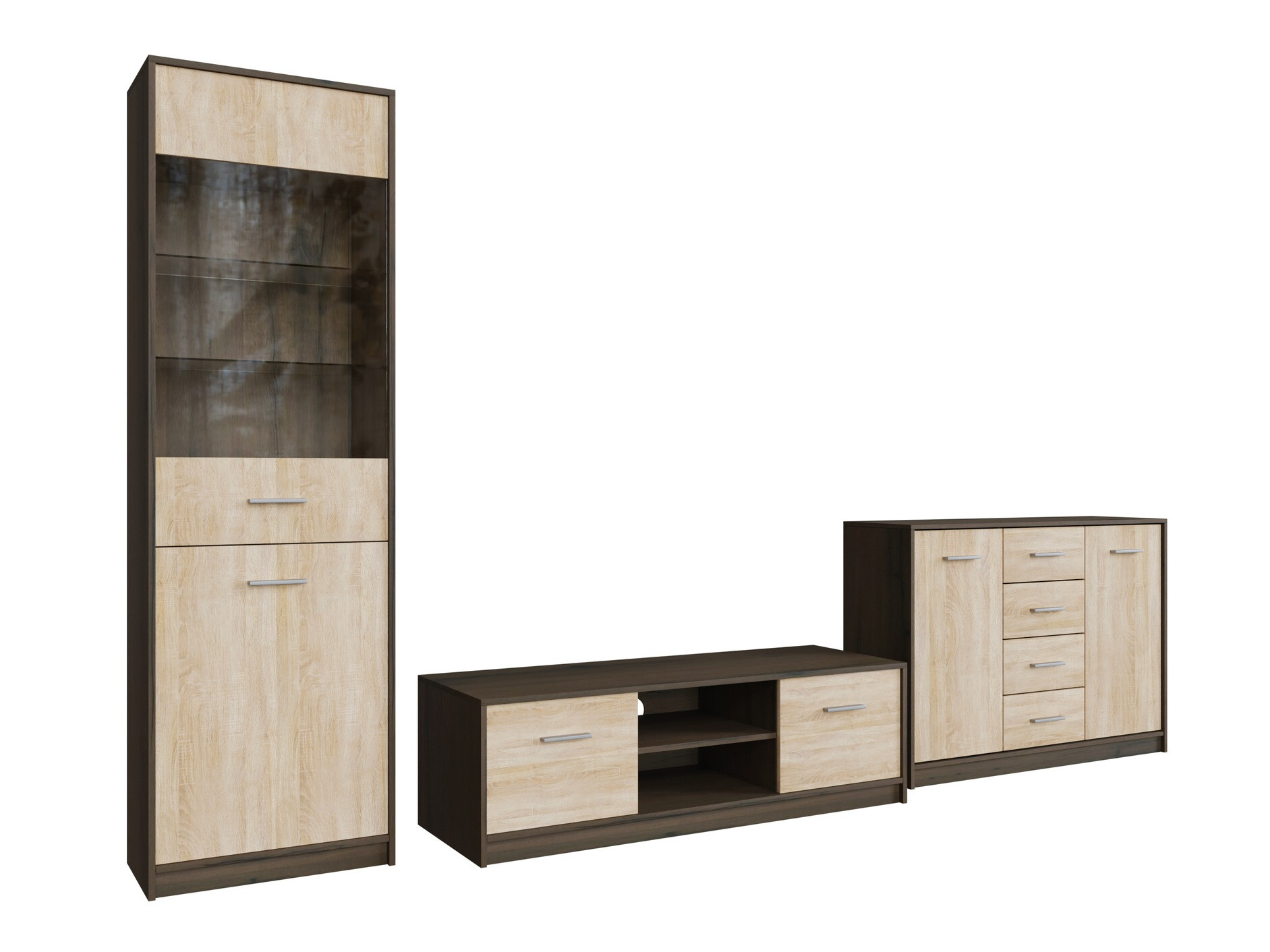 Parete attrezzata Novsore 162 (Rovere moro + Sonoma quercia)