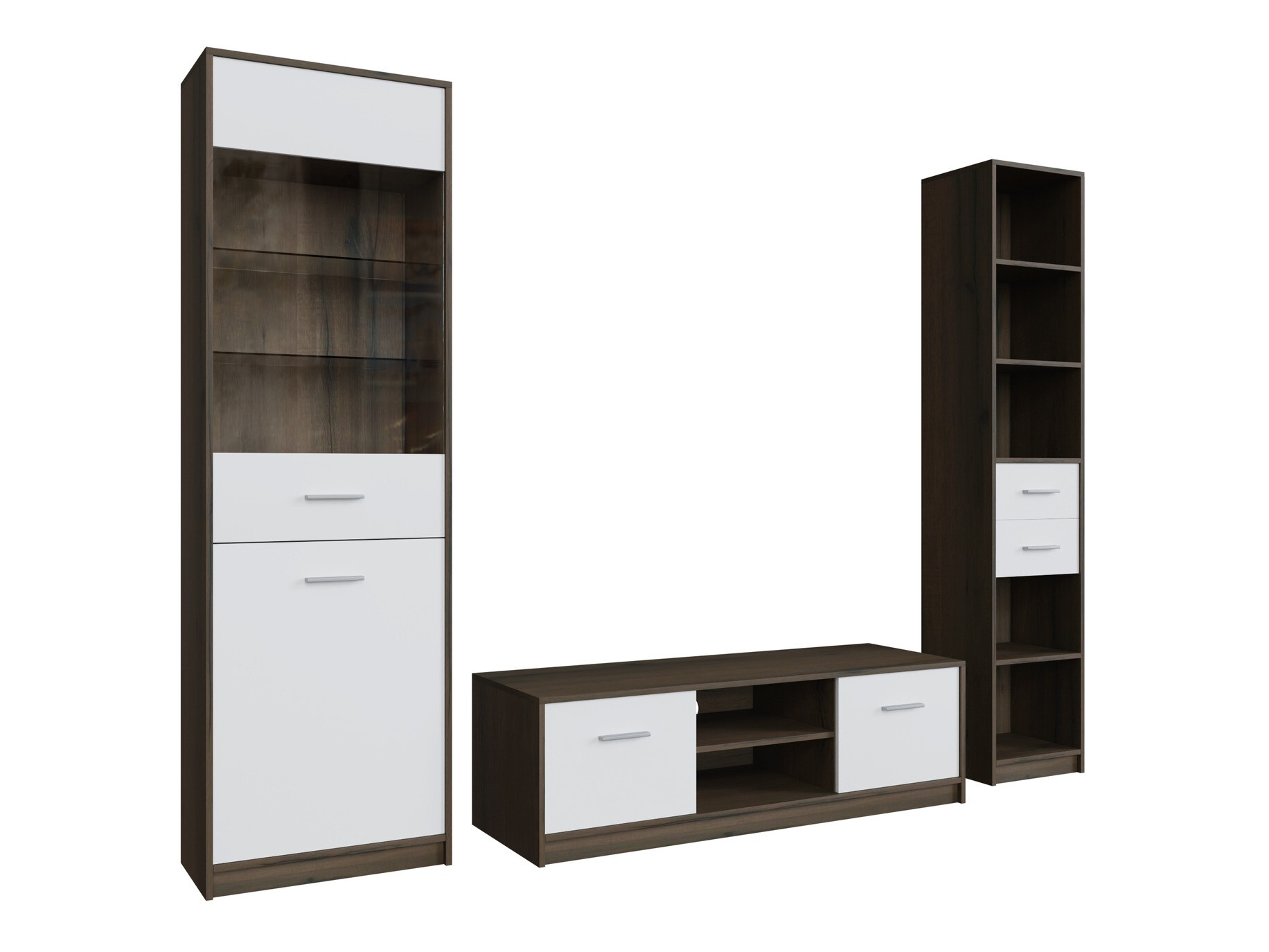 Parete attrezzata Novsore 163 (Rovere moro + Bianco)