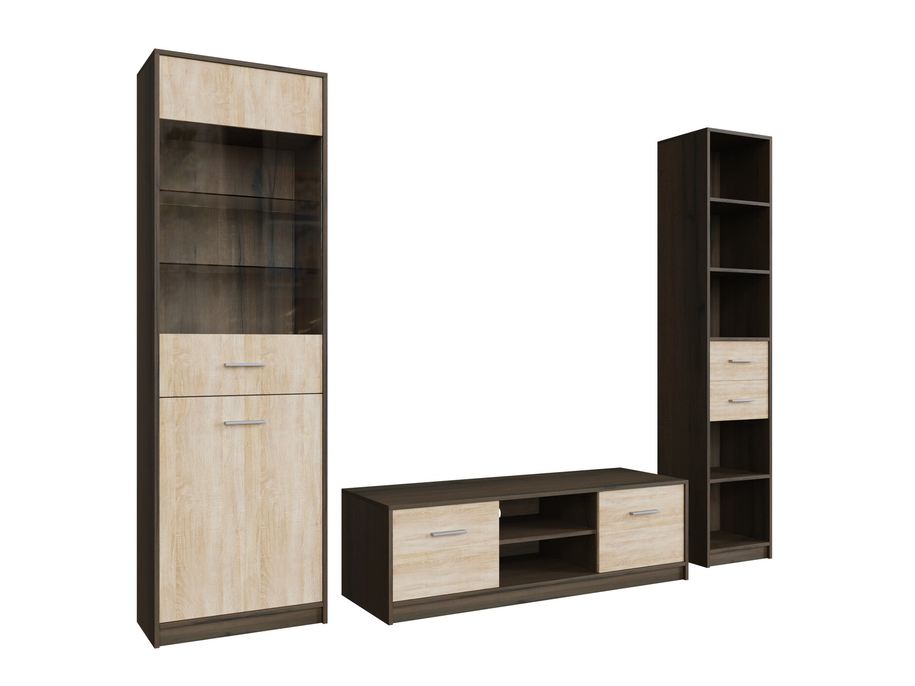 Parete attrezzata Novsore 163 (Rovere moro + Sonoma quercia)