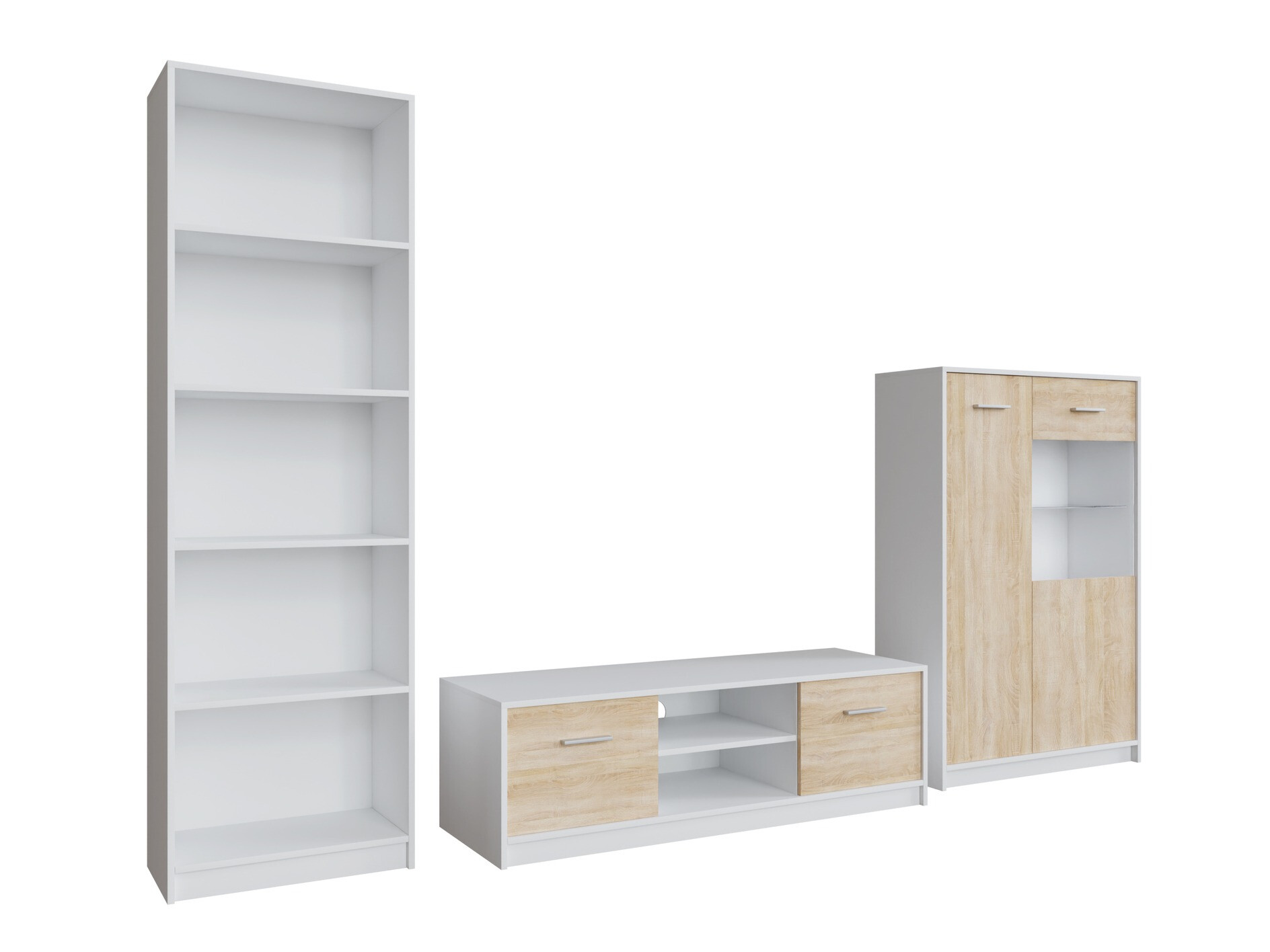 Parete attrezzata Novsore 164 (Bianco + Sonoma quercia)