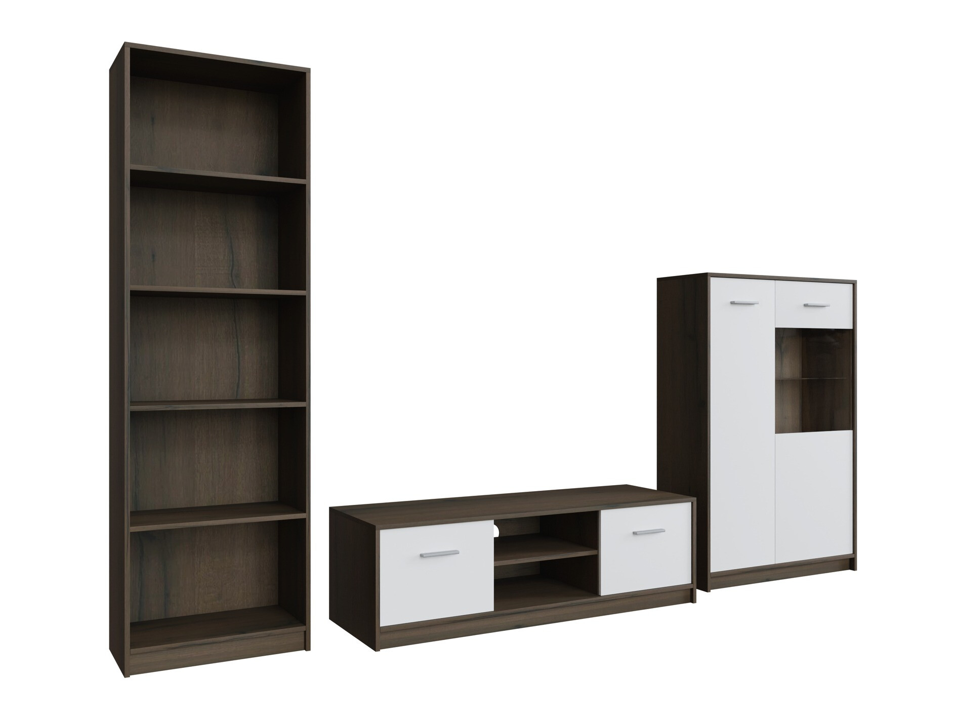 Parete attrezzata Novsore 164 (Rovere moro + Bianco)