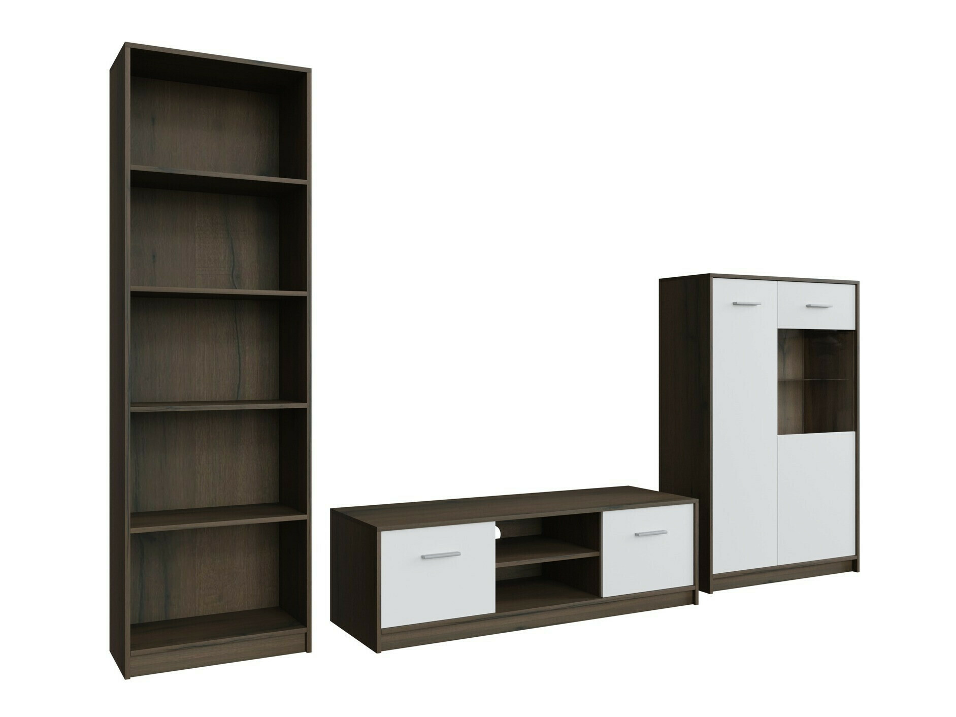 Parete attrezzata Novsore 164 (Rovere moro + Bianco)