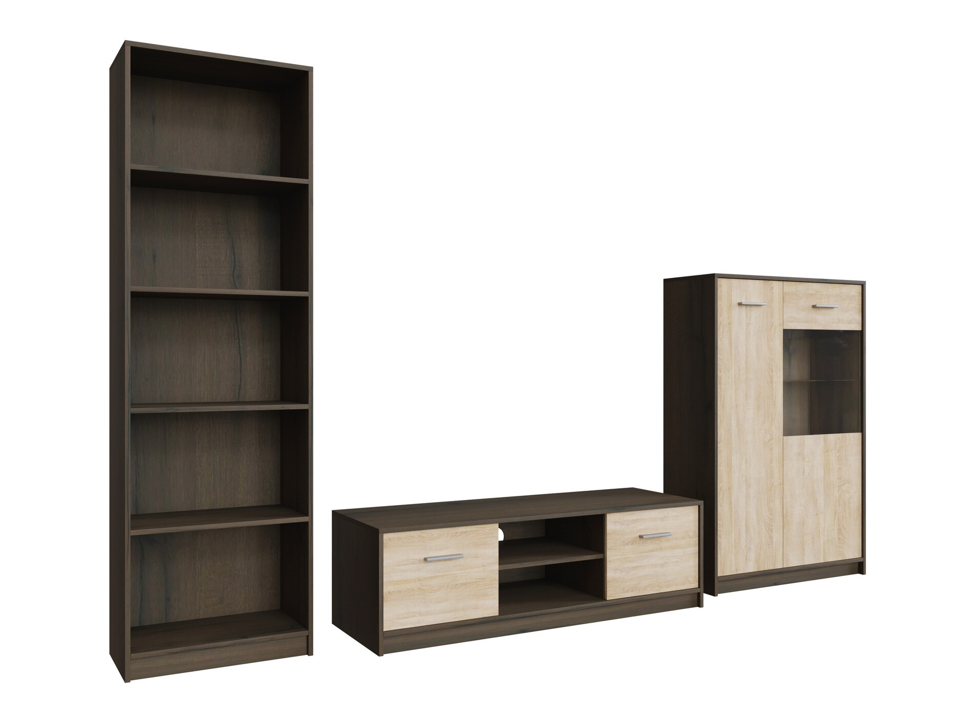 Parete attrezzata Novsore 164 (Rovere moro + Sonoma quercia)