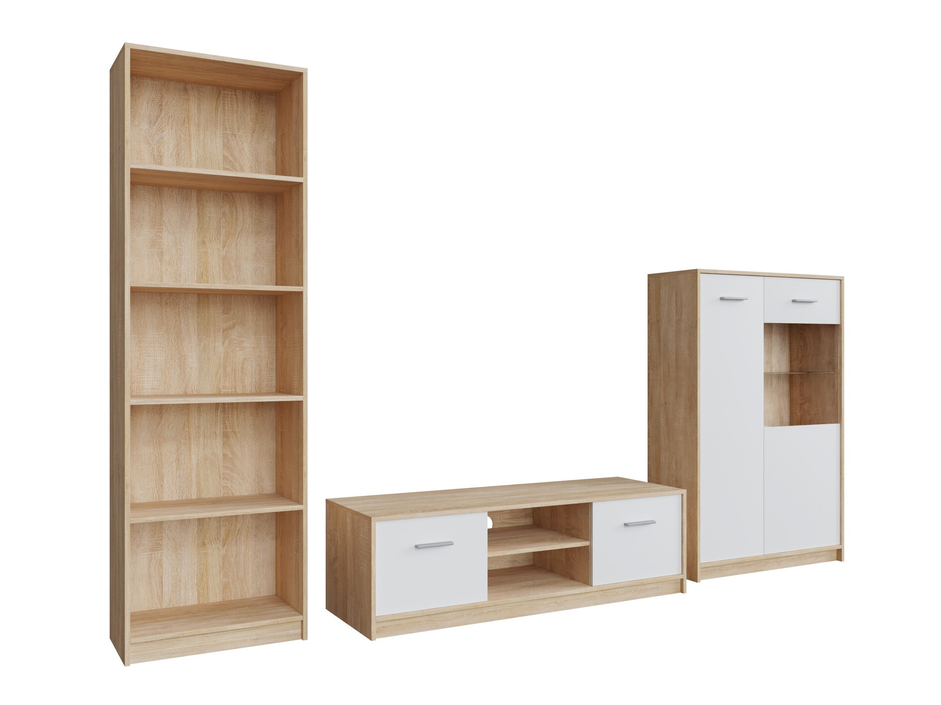 Parete attrezzata Novsore 164 (Sonoma quercia + Bianco)