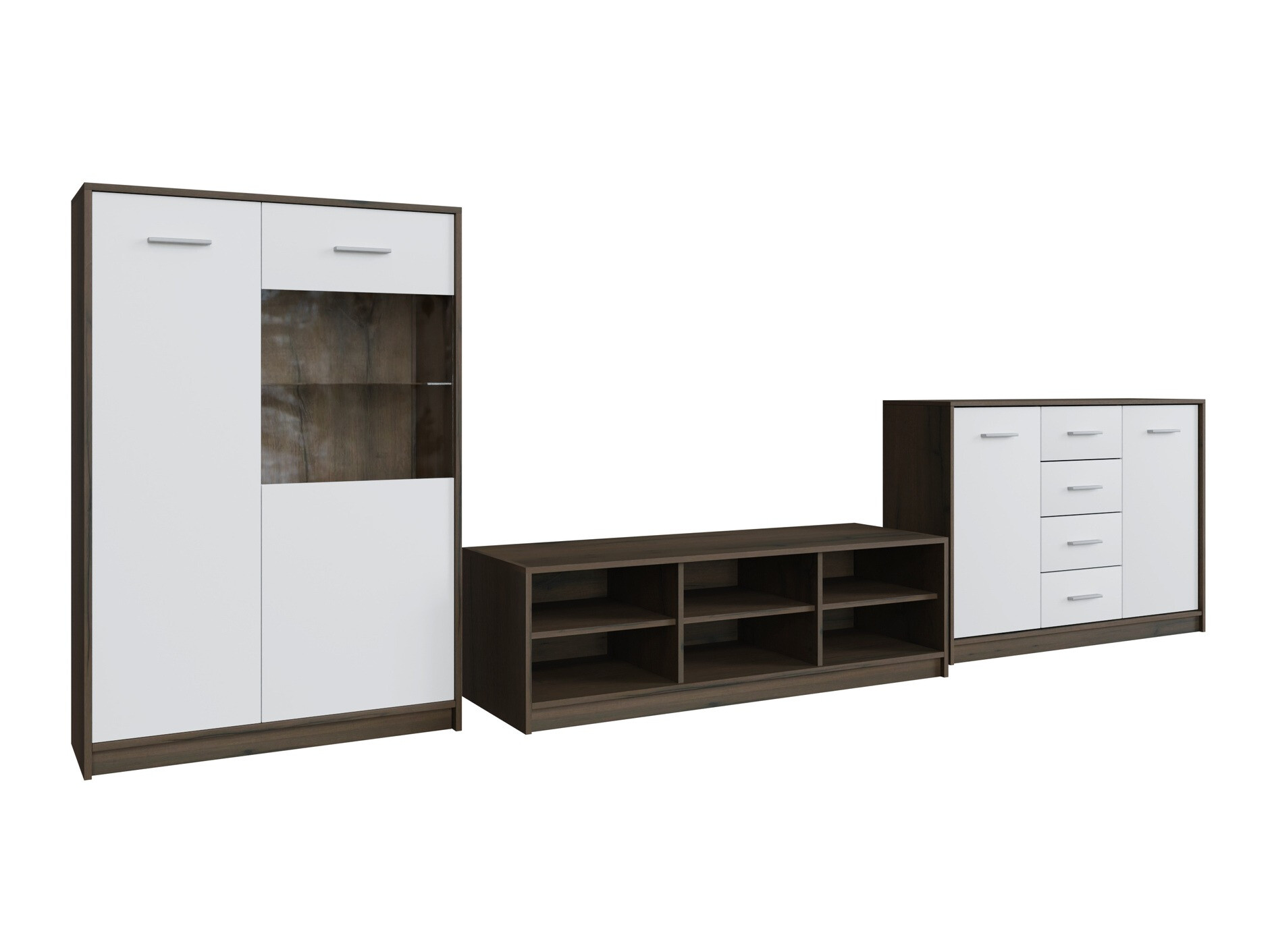 Parete attrezzata Novsore 165 (Rovere moro + Bianco)