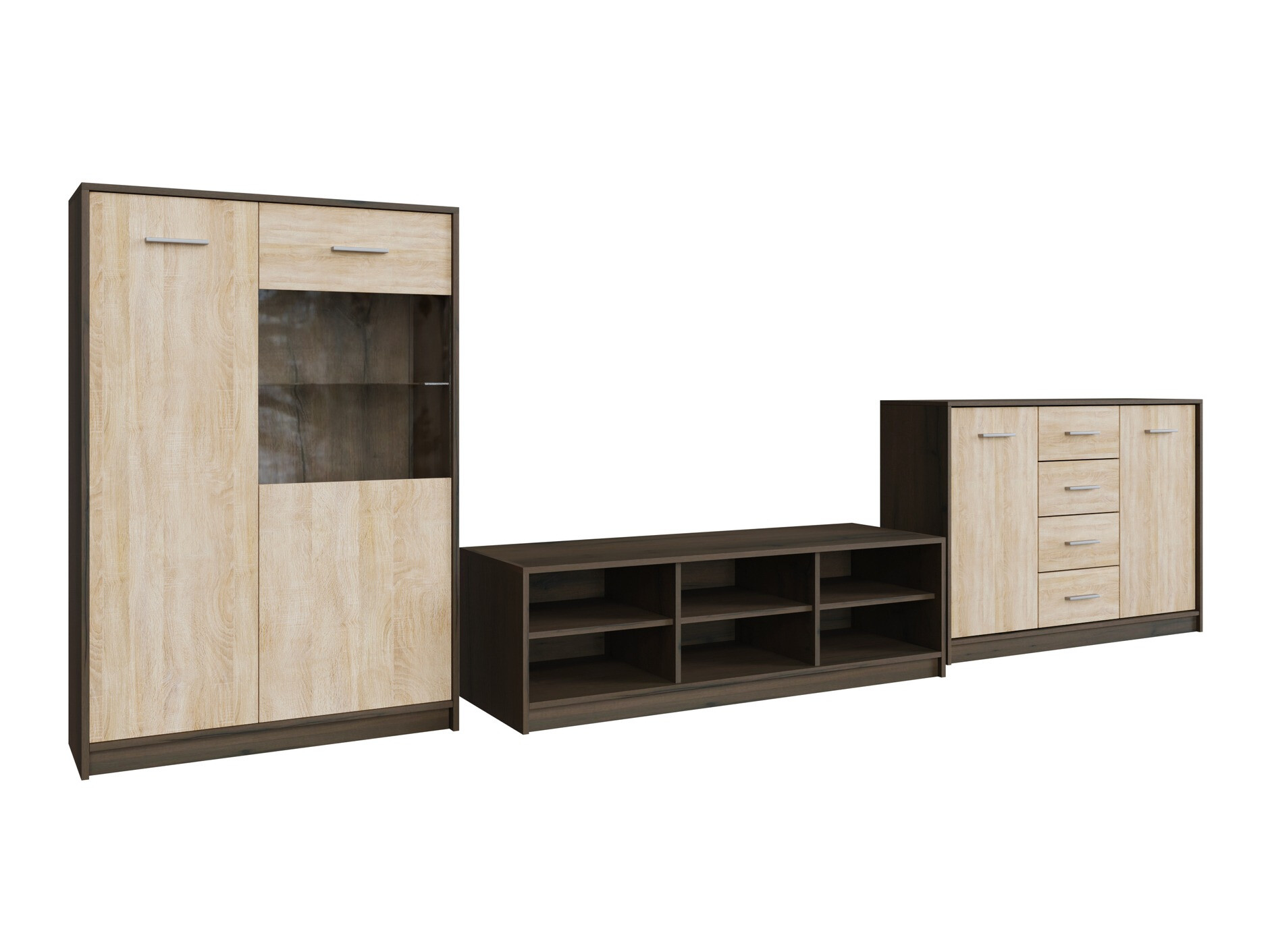 Parete attrezzata Novsore 165 (Rovere moro + Sonoma quercia)