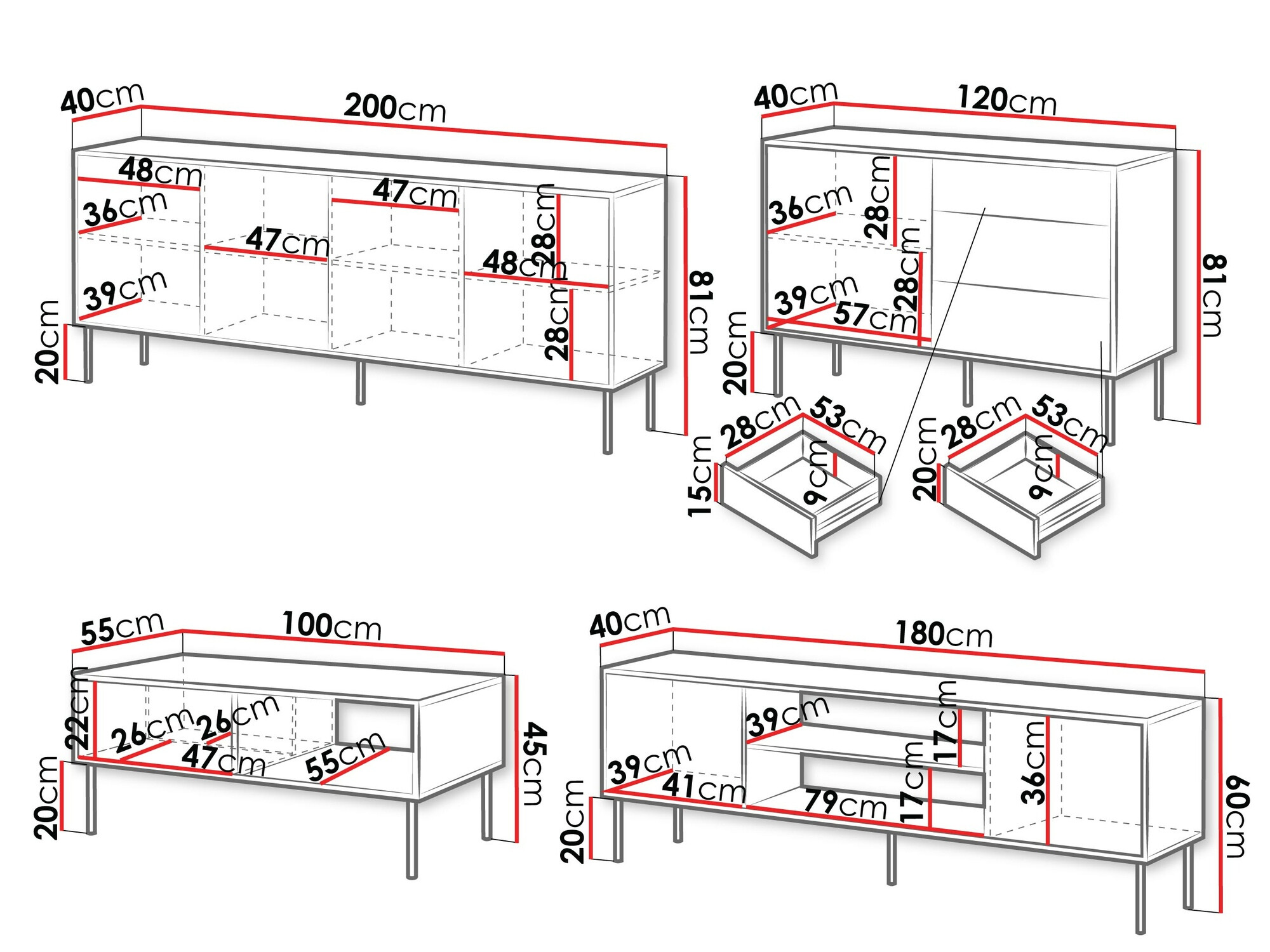 Parete attrezzata Flosoru 110 (Noce + Nero)