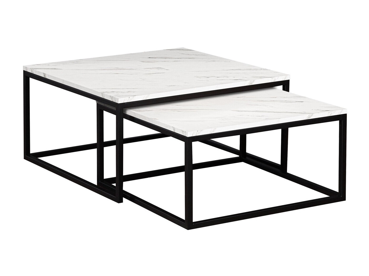 Set tavolino da caffè Oswego 101 (Marmo bianco + Nero)