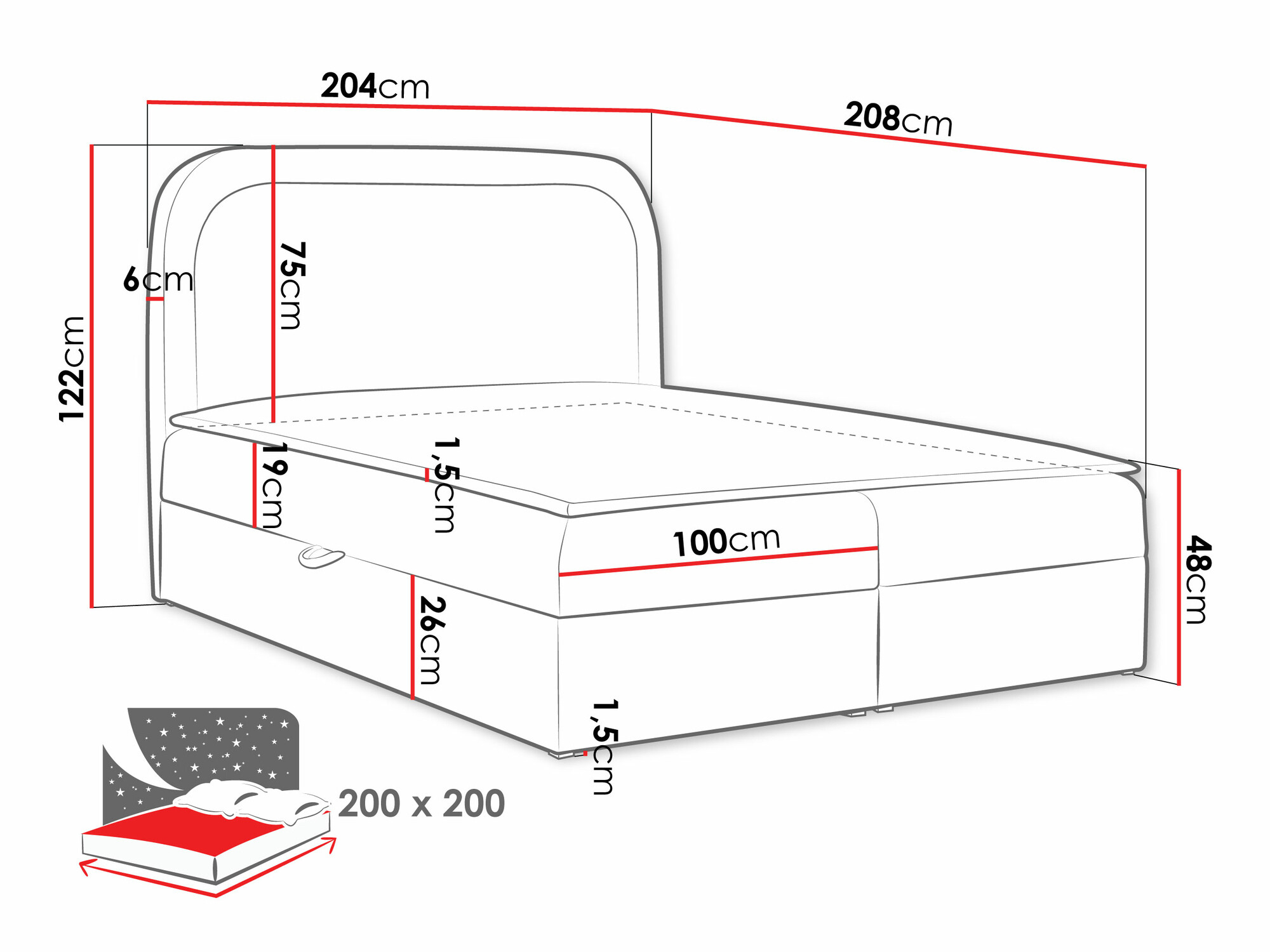 Letto continentale Color (Coral 80)