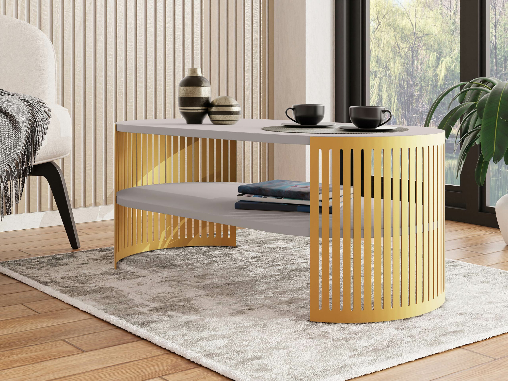 Tavolino da caffè Civer IV (D'oro + Cachemire)