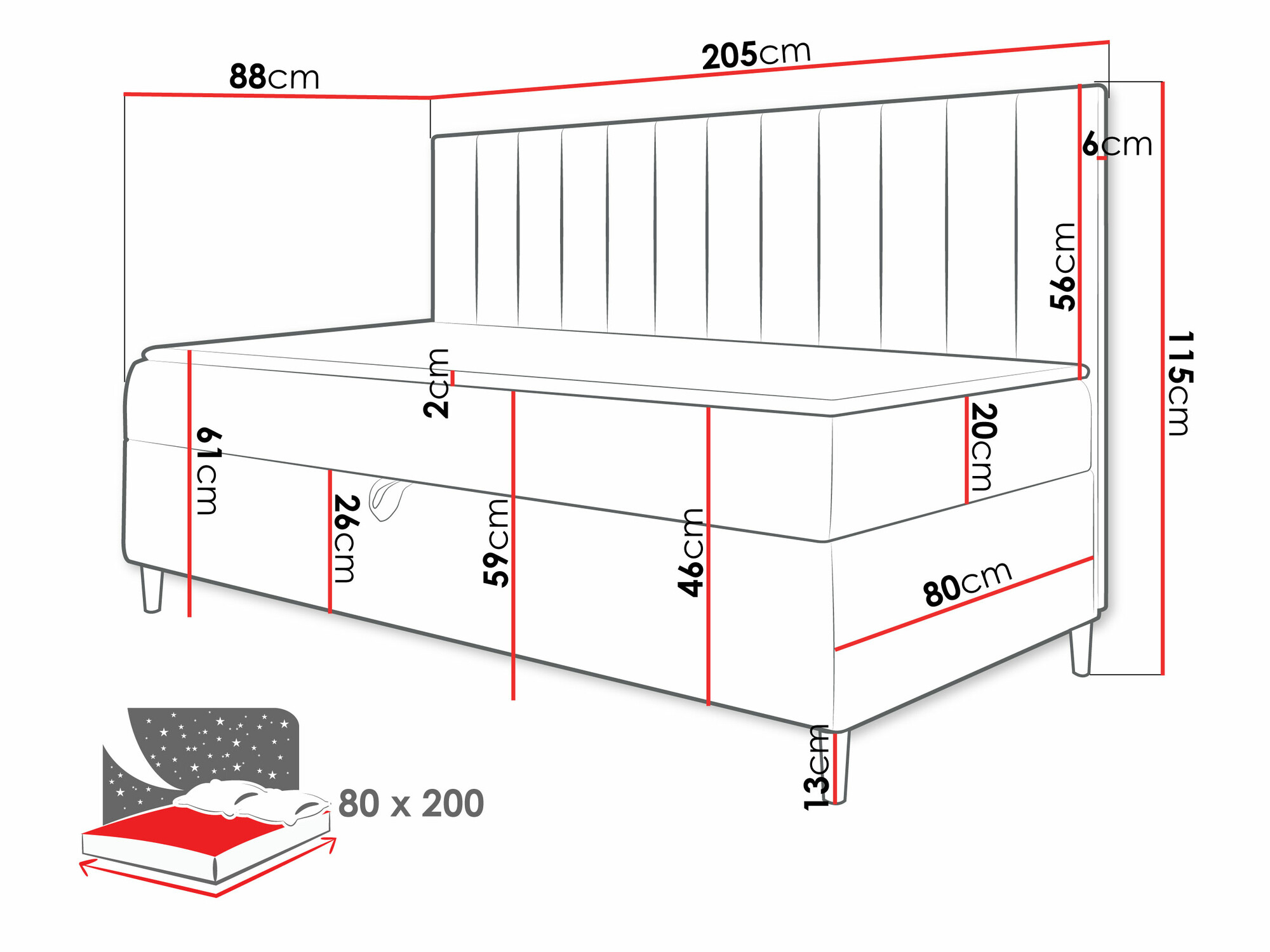 Letto continentale Lucus I (Soft 017 + Fresh 4)
