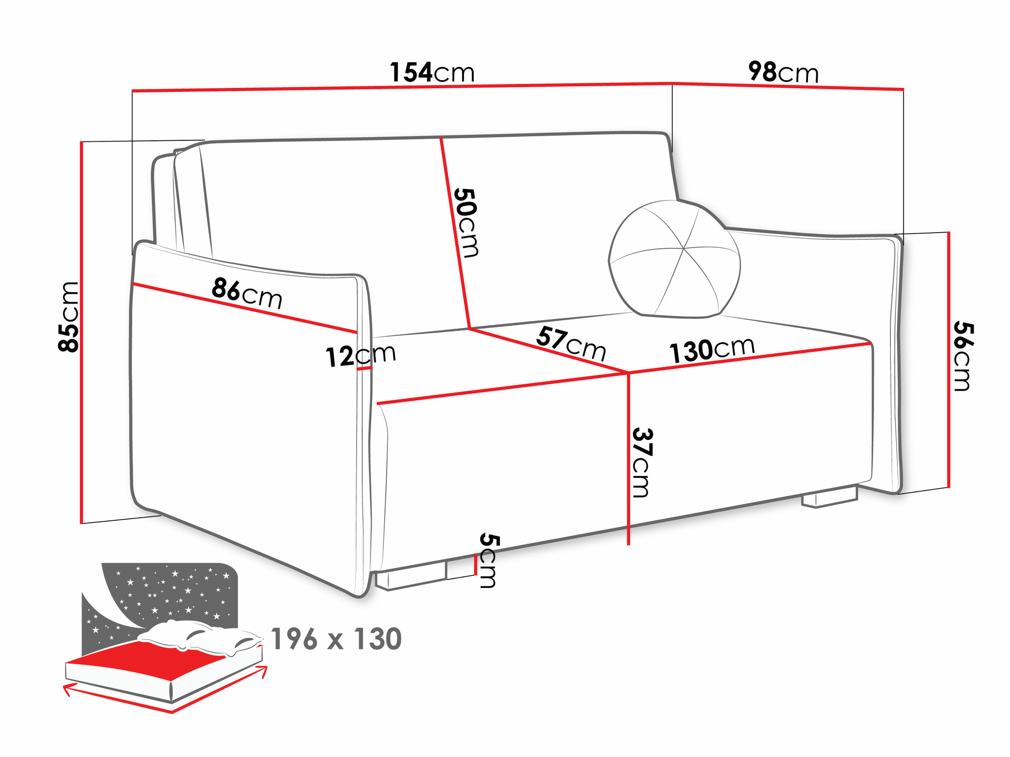 Divano letto Velven III (Soul 1)