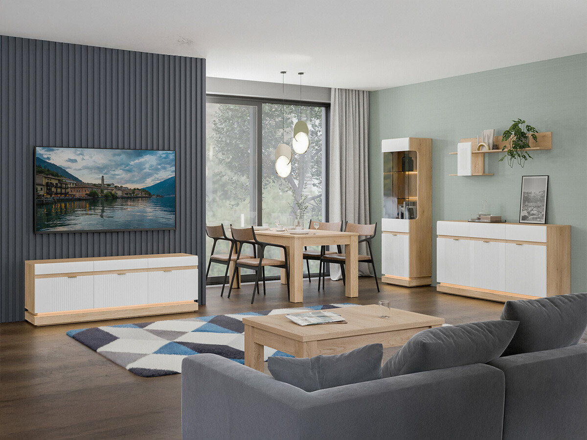 Mobile porta TV Teselbu 100 (Bianco + Rovere torro)