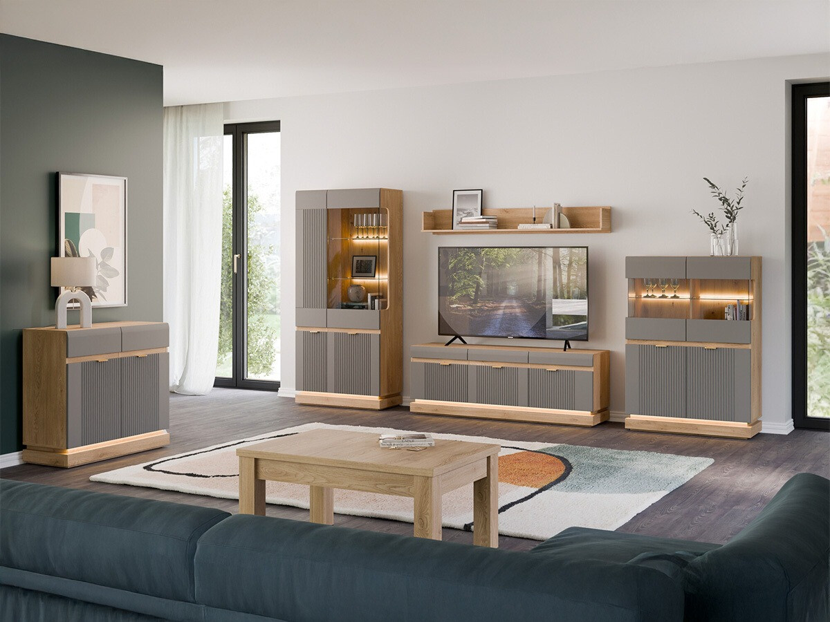 Mobile porta TV Teselbu 100 (Grigio + Rovere torro)