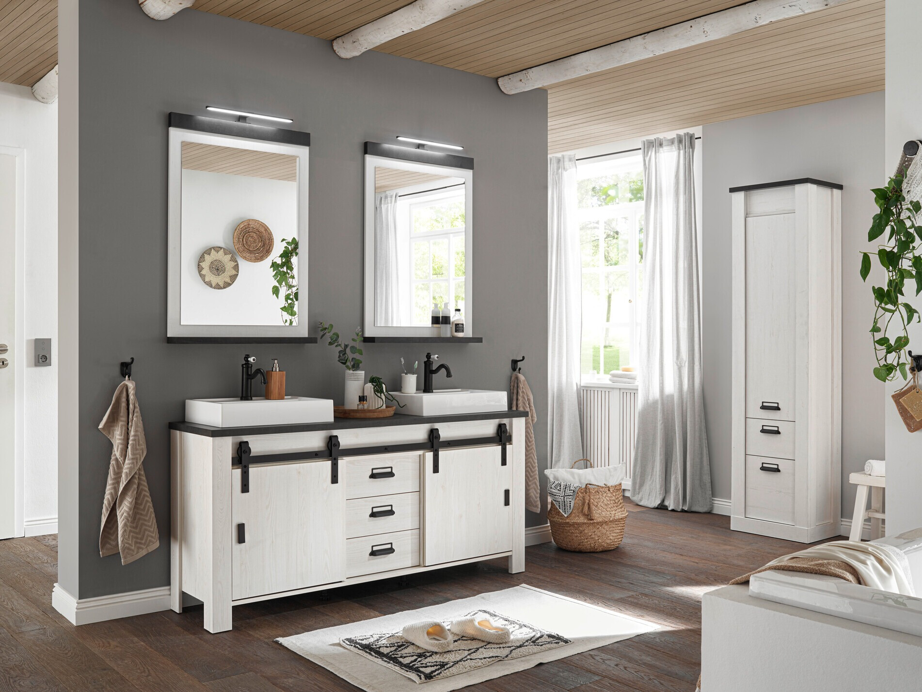 Set bagno Cirtale 137 (Pino sbiancato + Antracite)