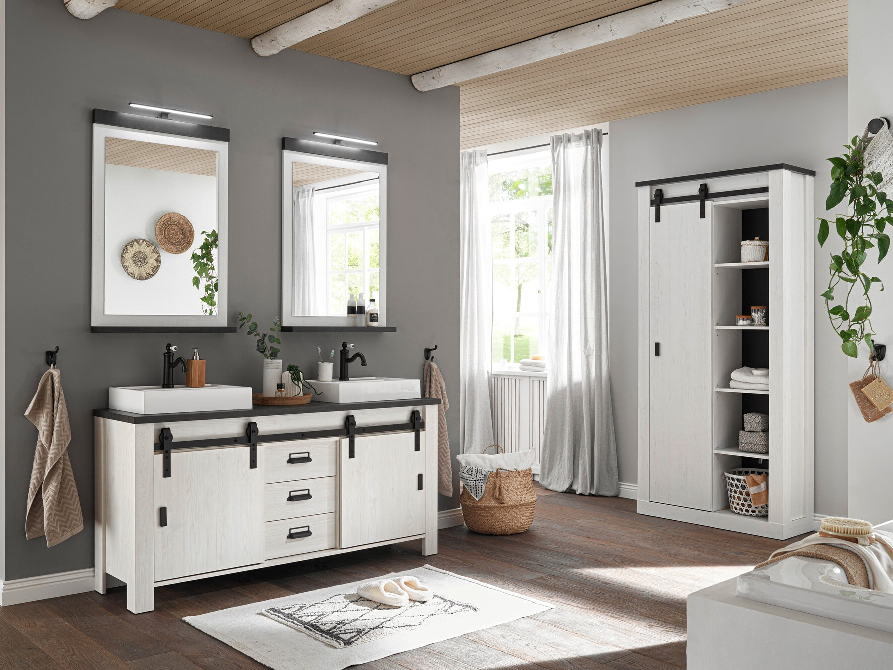 Set bagno Cirtale 140 (Pino sbiancato + Antracite)