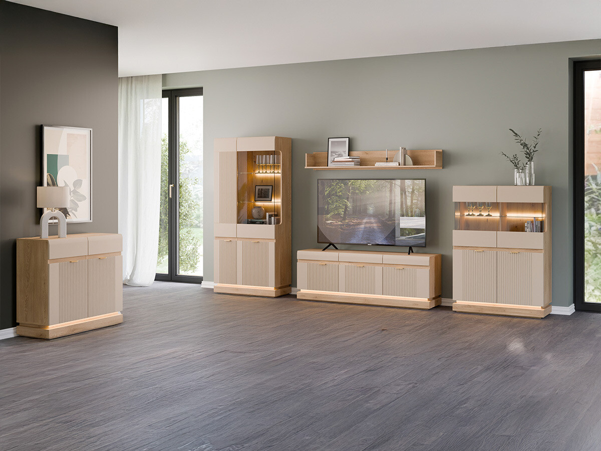 Parete attrezzata Teselbu 116 (Cachemire + Quercia)