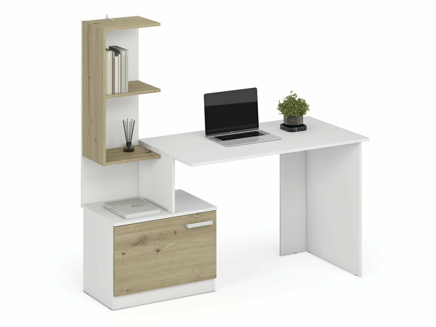 Scrivania da ufficio Houston 1948 (Bianco + Rovere Artisan)