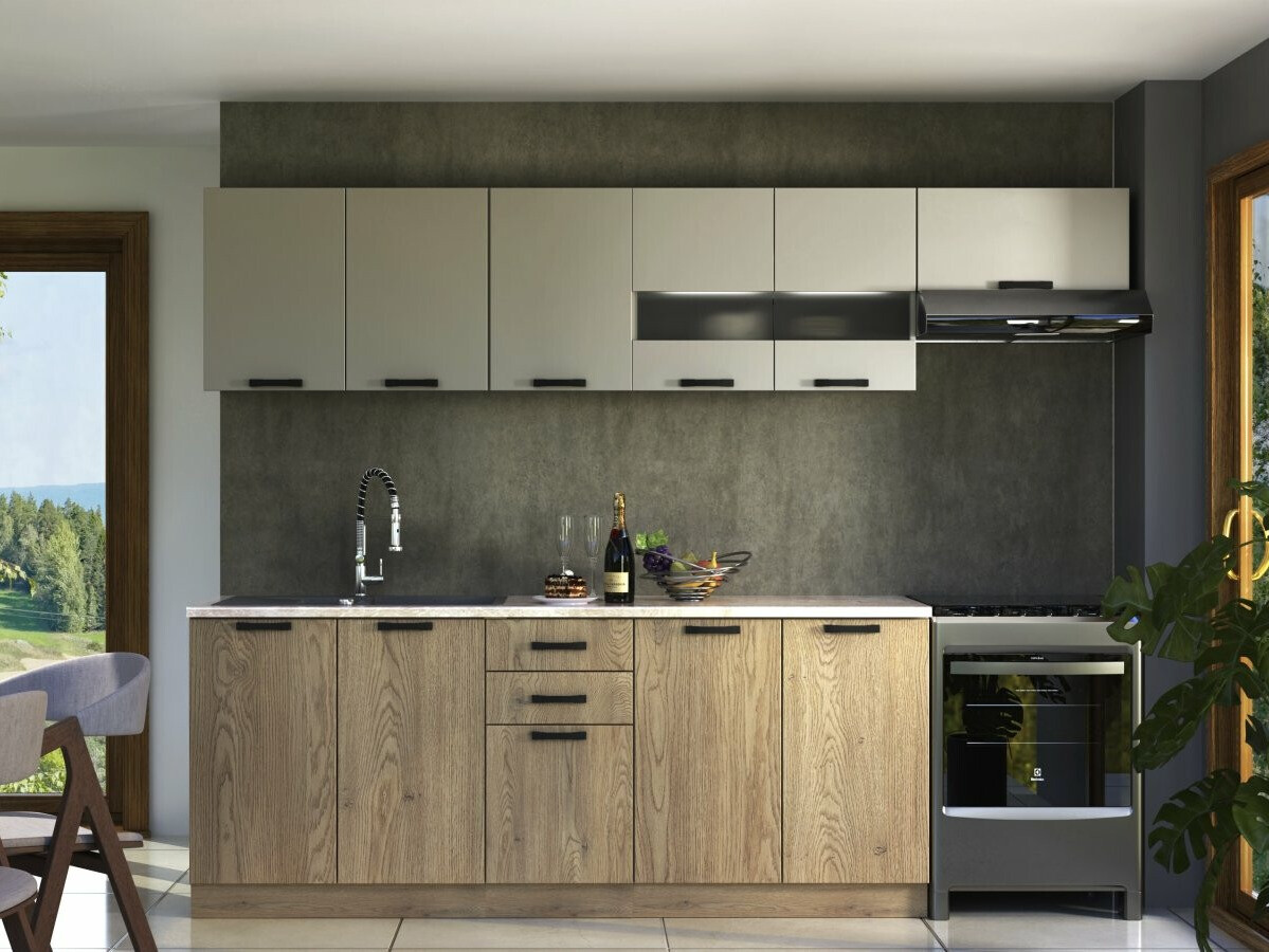 Composizione cucina Houston 1182 (Cachemire + Quercia)