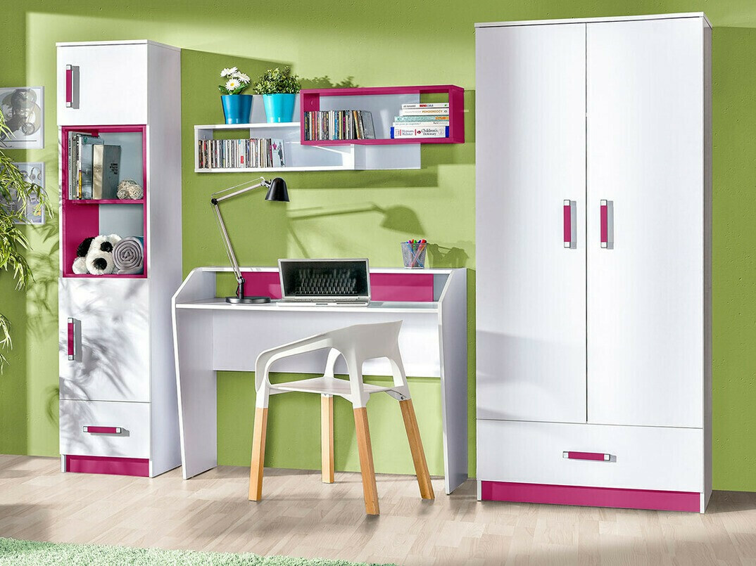 Armadio Sorviru 103 (Bianco + Fucsia)
