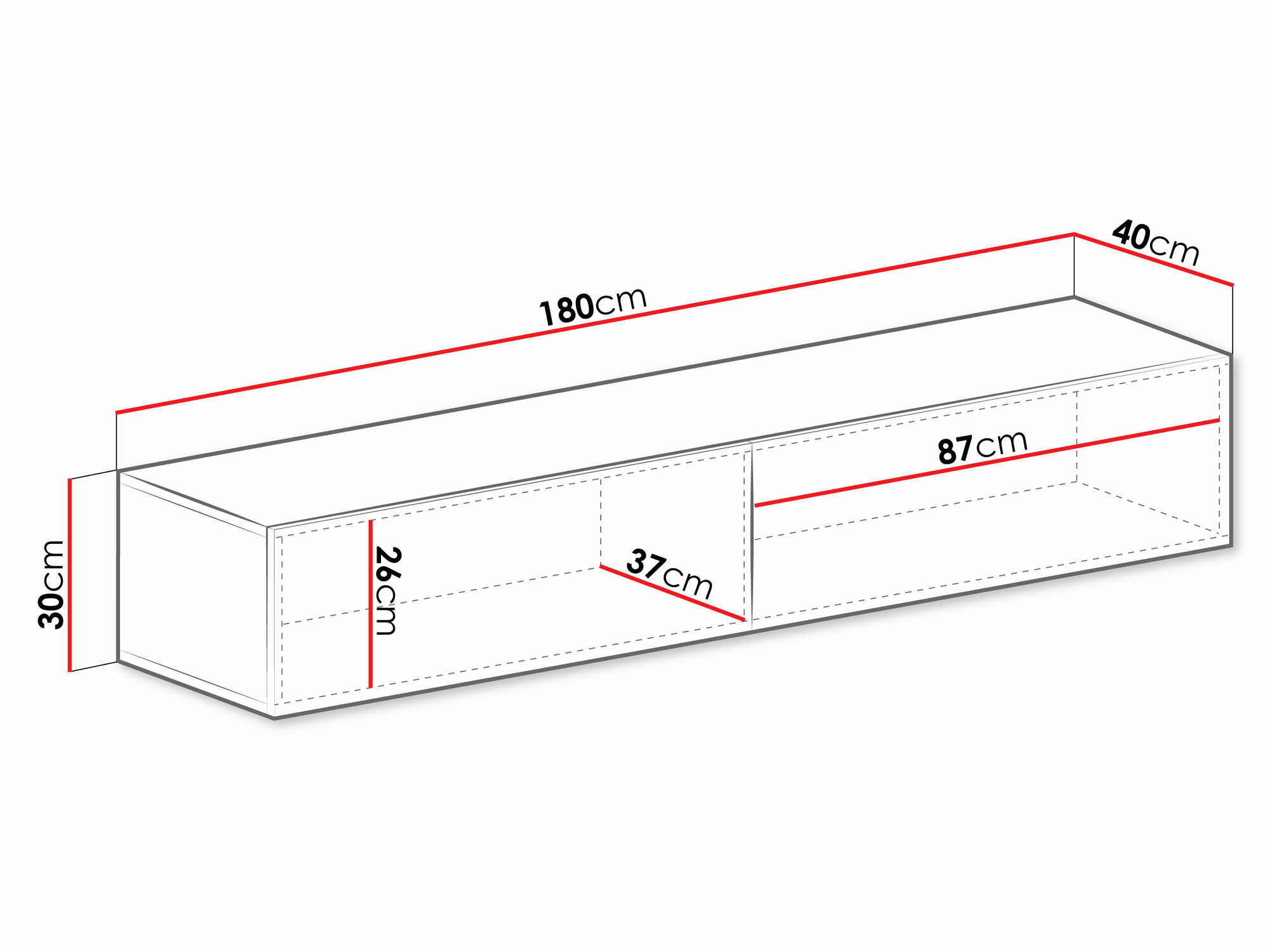 Mobile porta TV Vilrin I (Bianco + Bianco lucido)