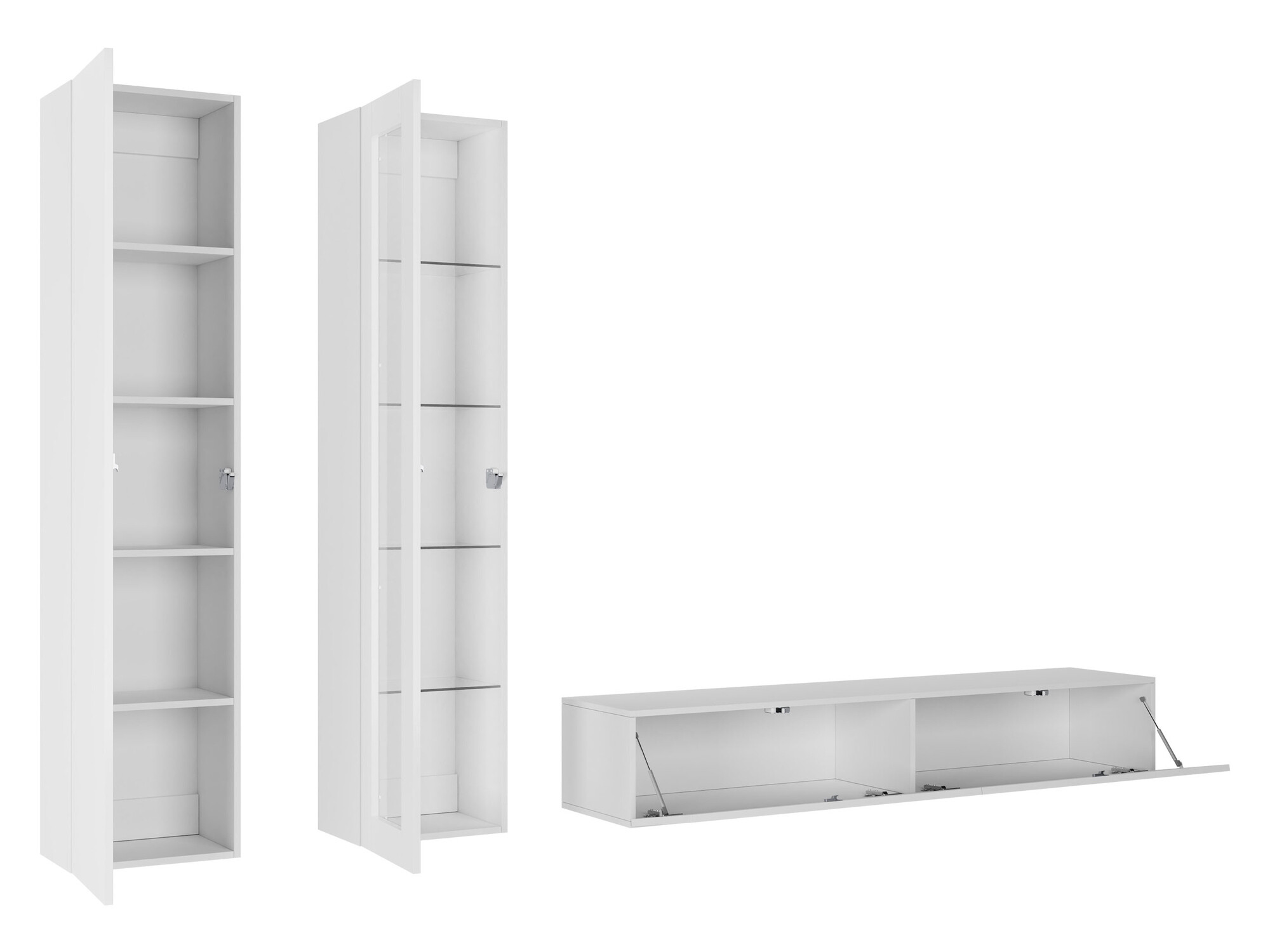 Parete attrezzata Venenou 102 (Bianco + Bianco lucido)