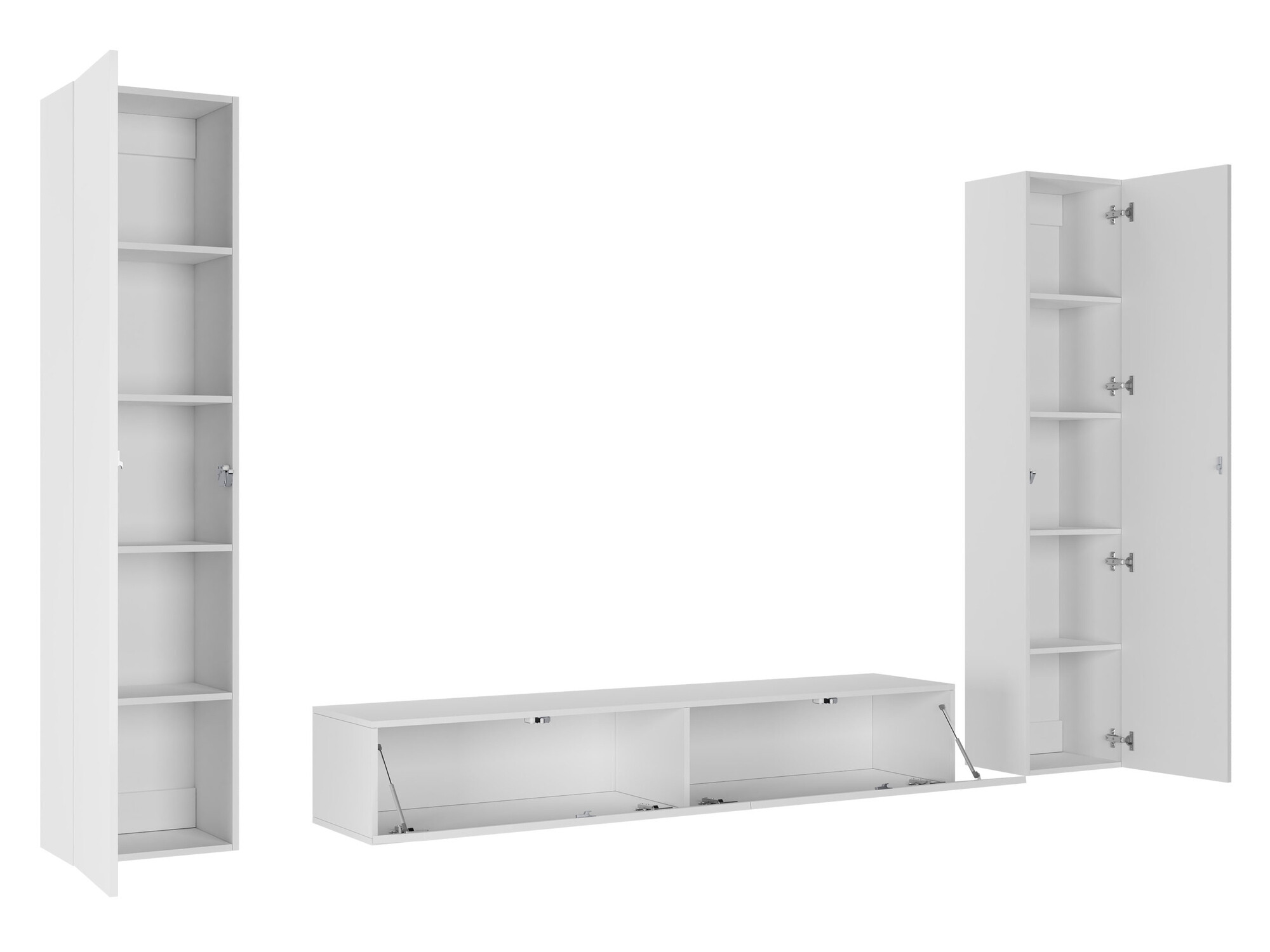 Parete attrezzata Venenou 103 (Bianco + Bianco lucido)