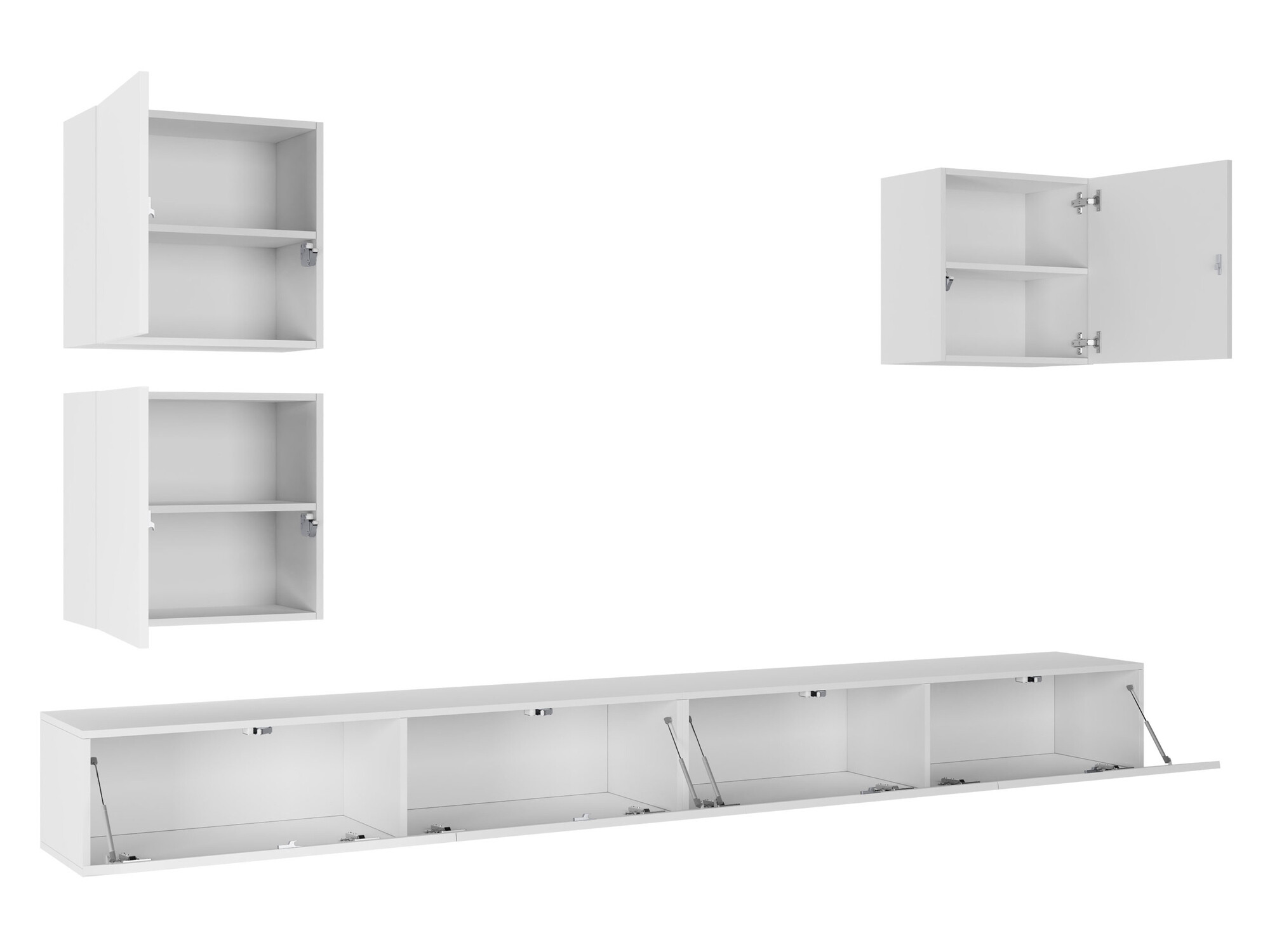 Parete attrezzata Venenou 108 (Bianco + Bianco lucido)