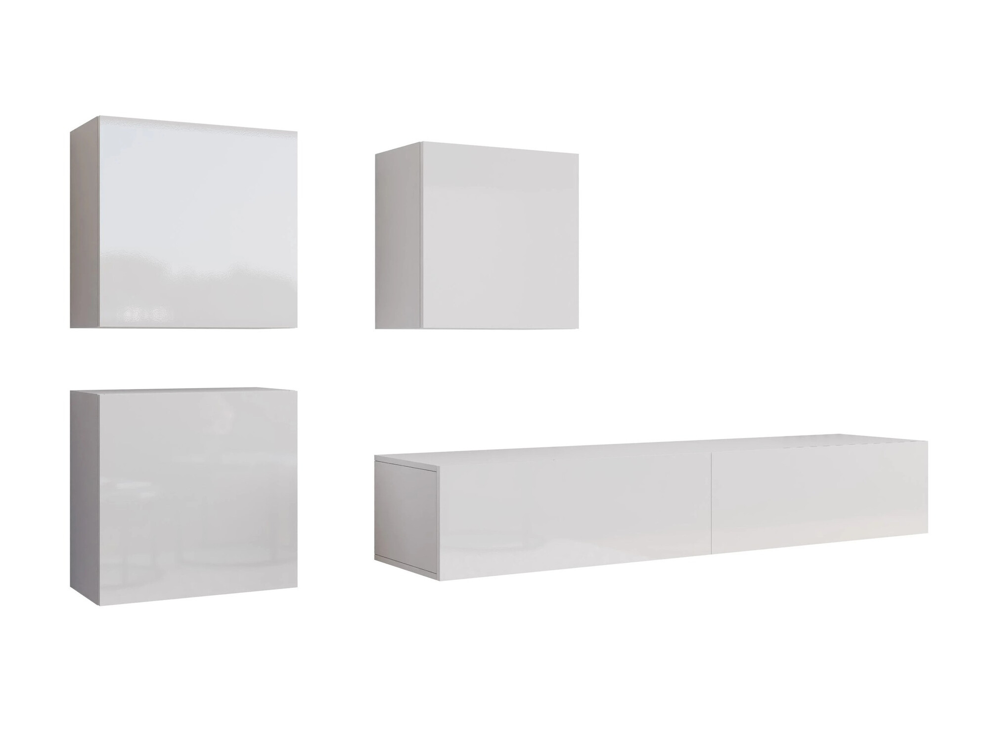 Parete attrezzata Venenou 109 (Bianco + Bianco lucido)