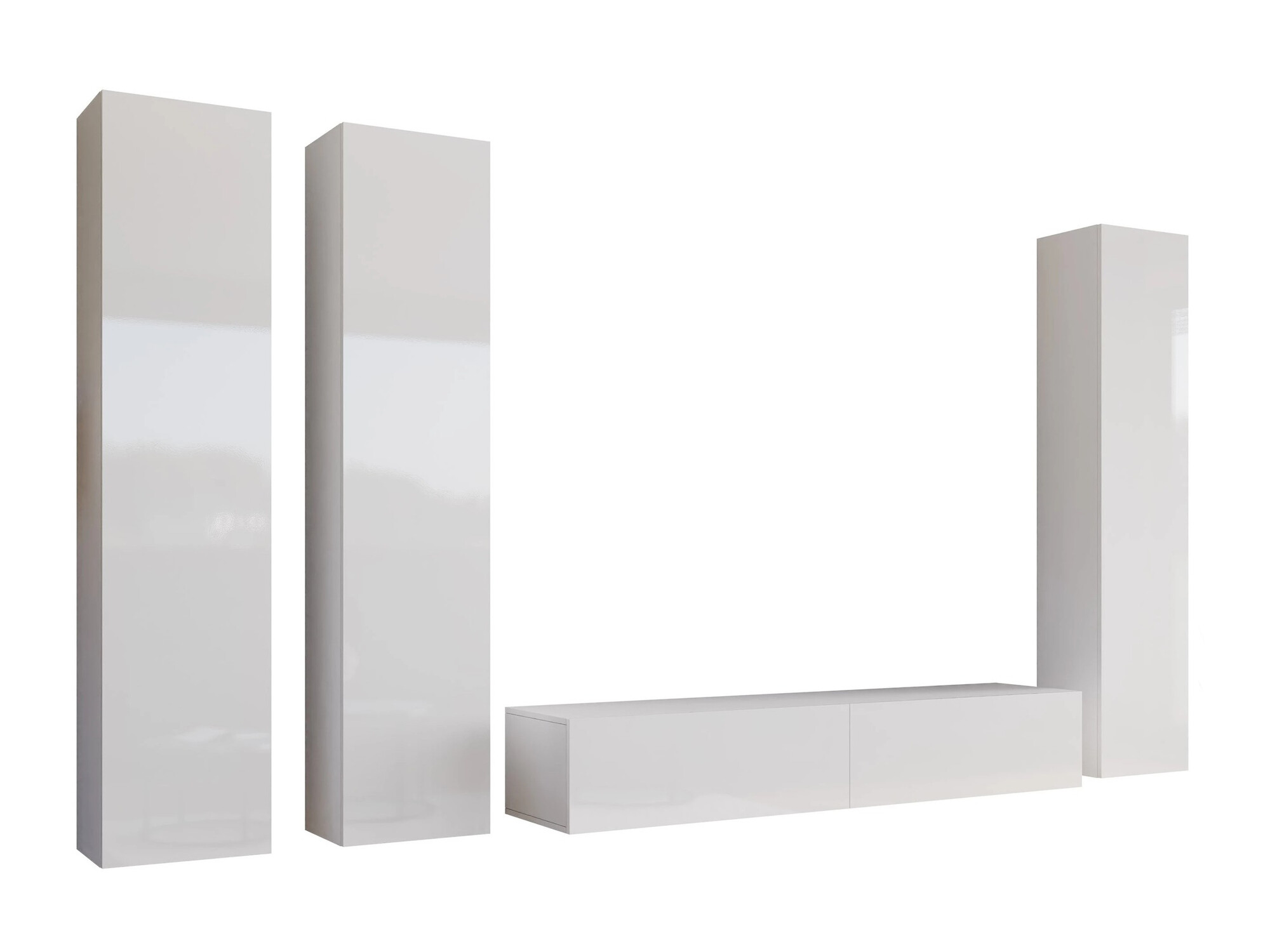 Parete attrezzata Vilrin (Bianco + Bianco lucido)