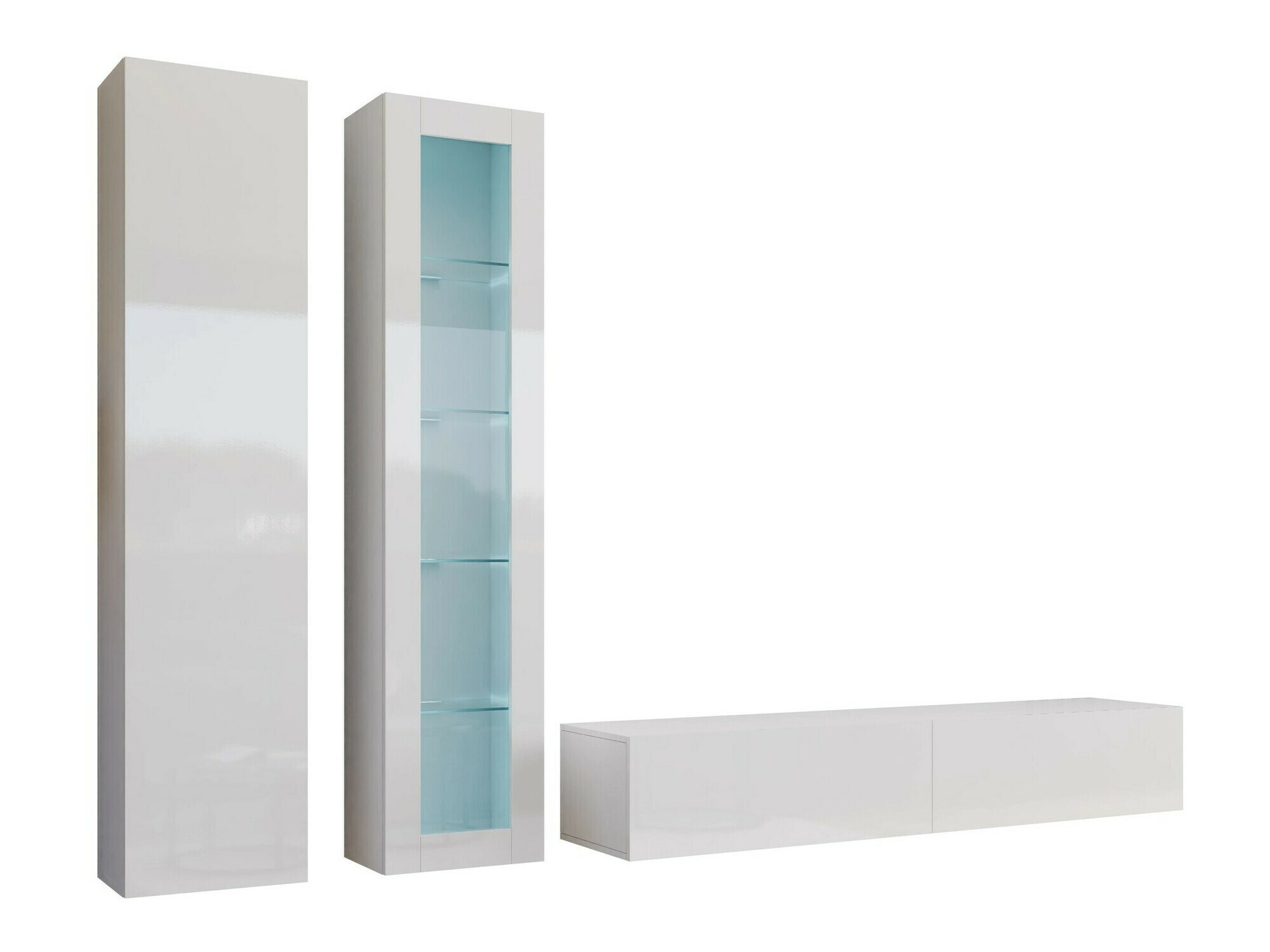 Parete attrezzata Vilrin I (Bianco + Bianco lucido)