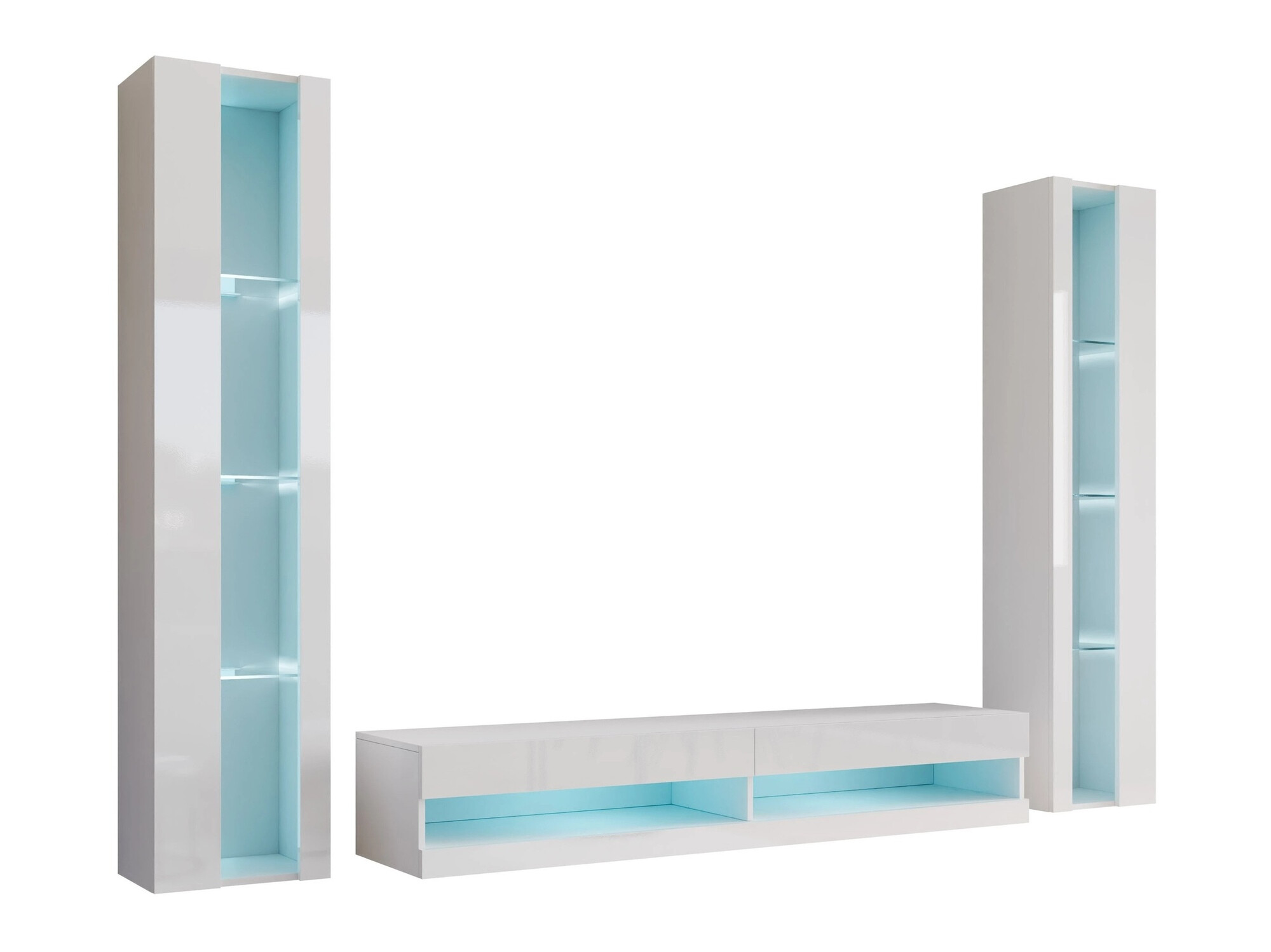 Parete attrezzata Vilrin V (Bianco + Bianco lucido)